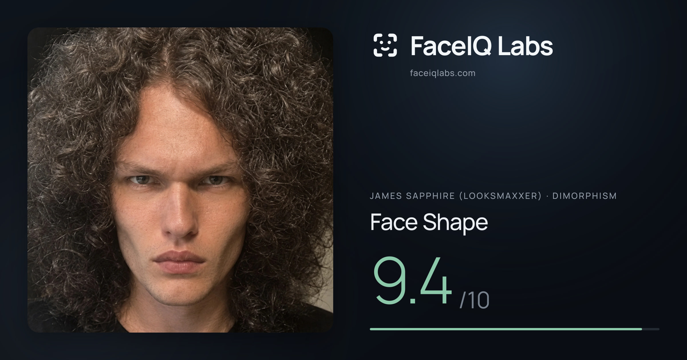 James Sapphire (Looksmaxxer) Face Shape: 9.4/10, drawn on the photo
