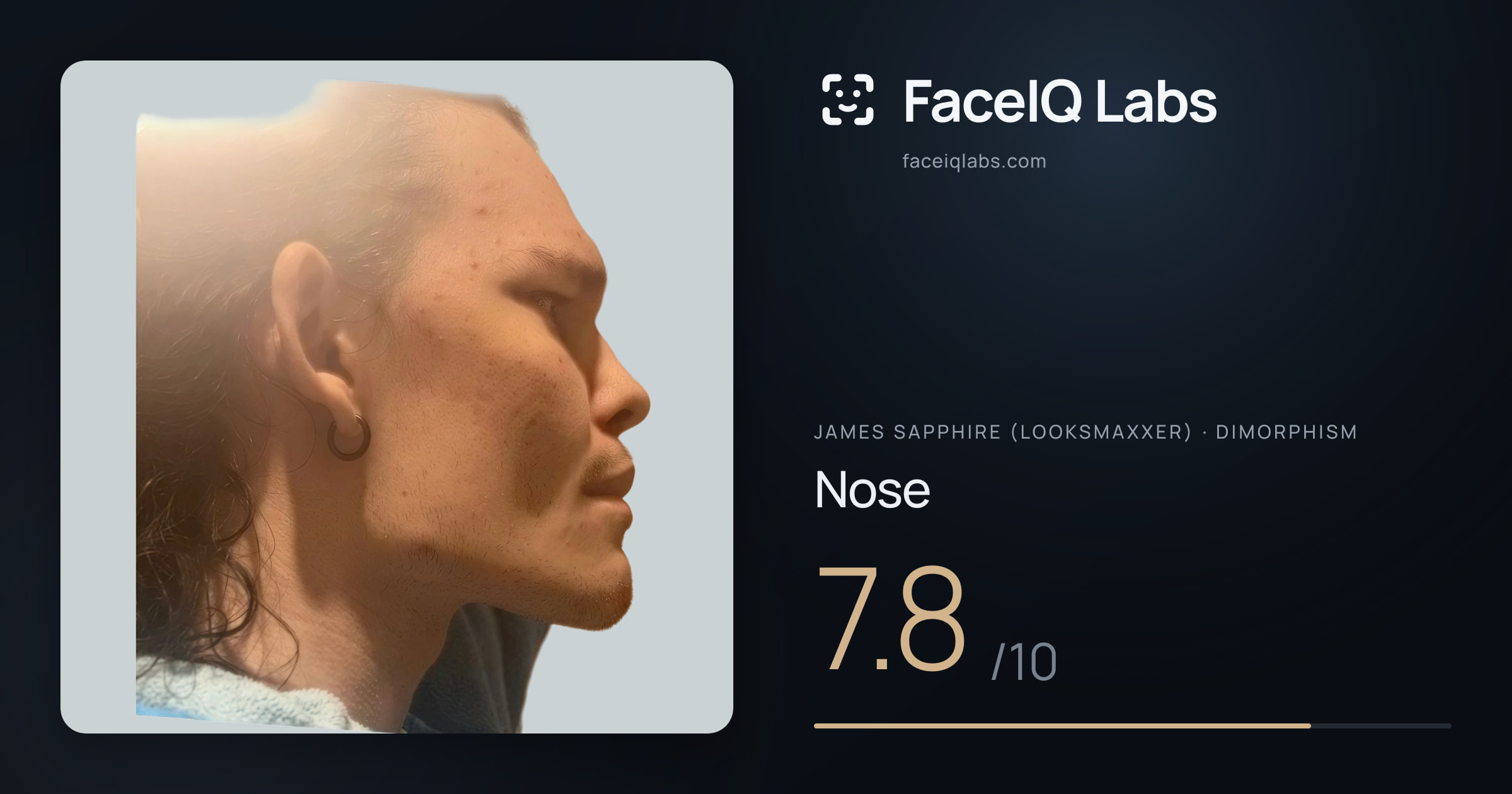 James Sapphire (Looksmaxxer) Nose: 7.8/10, drawn on the photo