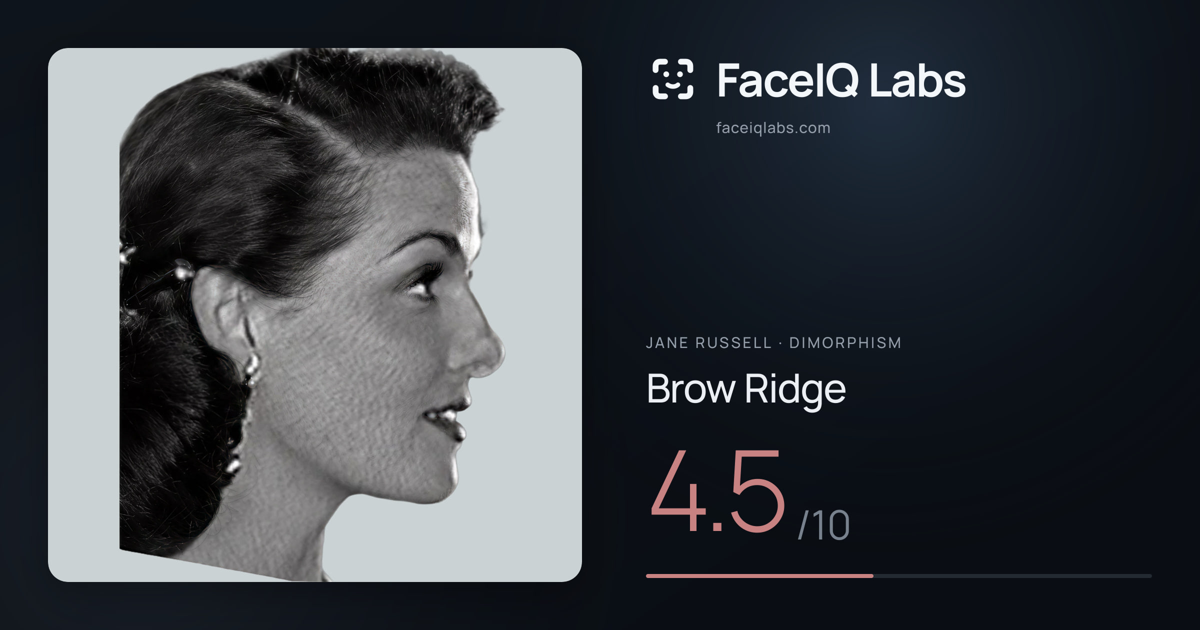 Jane Russell Brow Ridge: 4.5/10, drawn on the photo