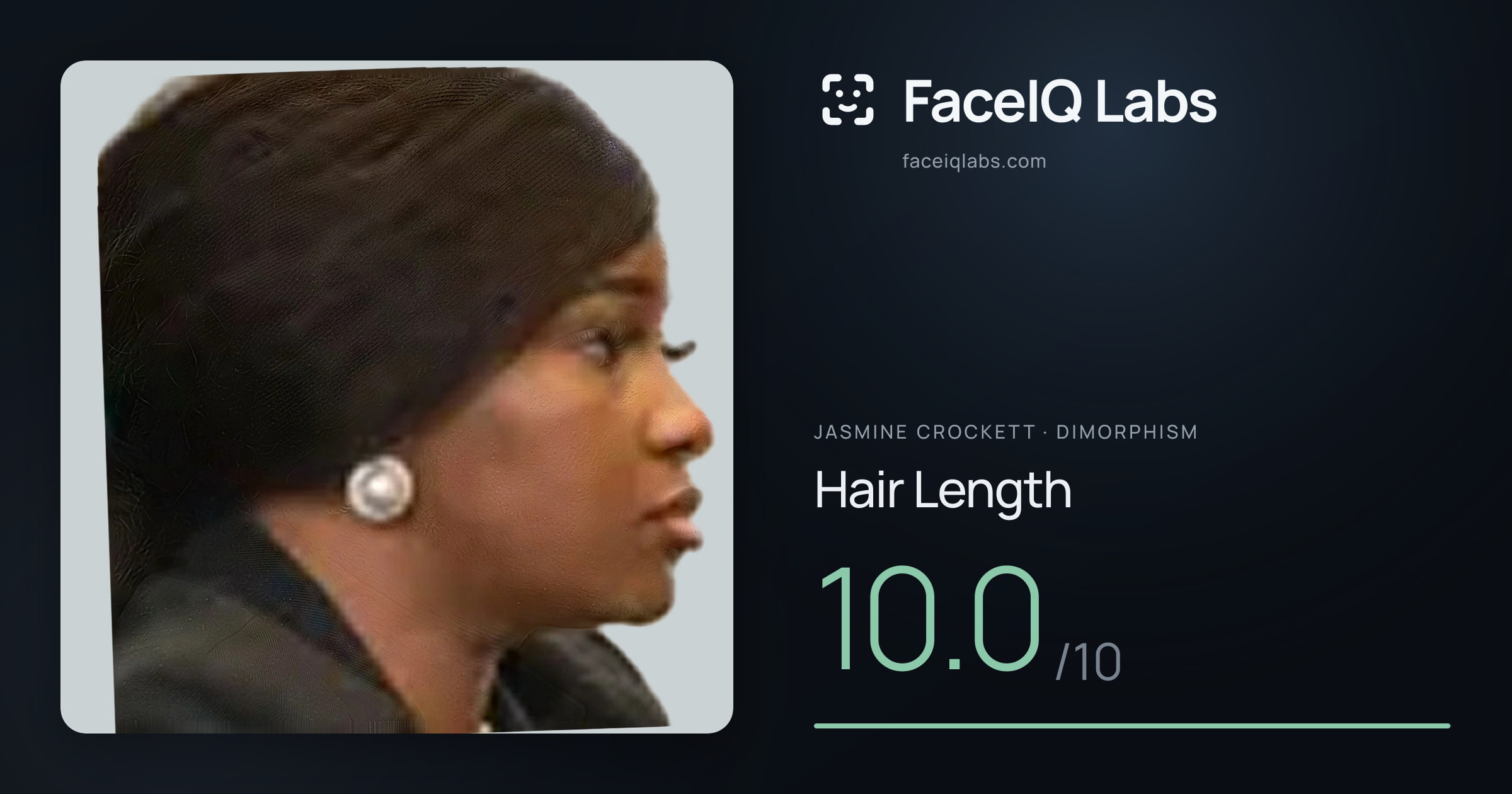 Jasmine Crockett Hair Length: 10.0/10, drawn on the photo