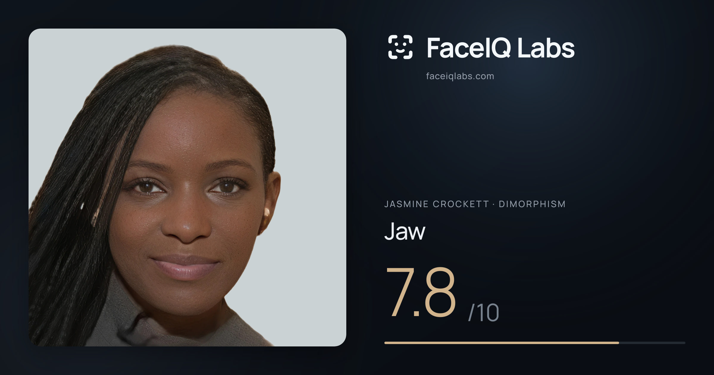 Jasmine Crockett Jaw: 7.8/10, drawn on the photo