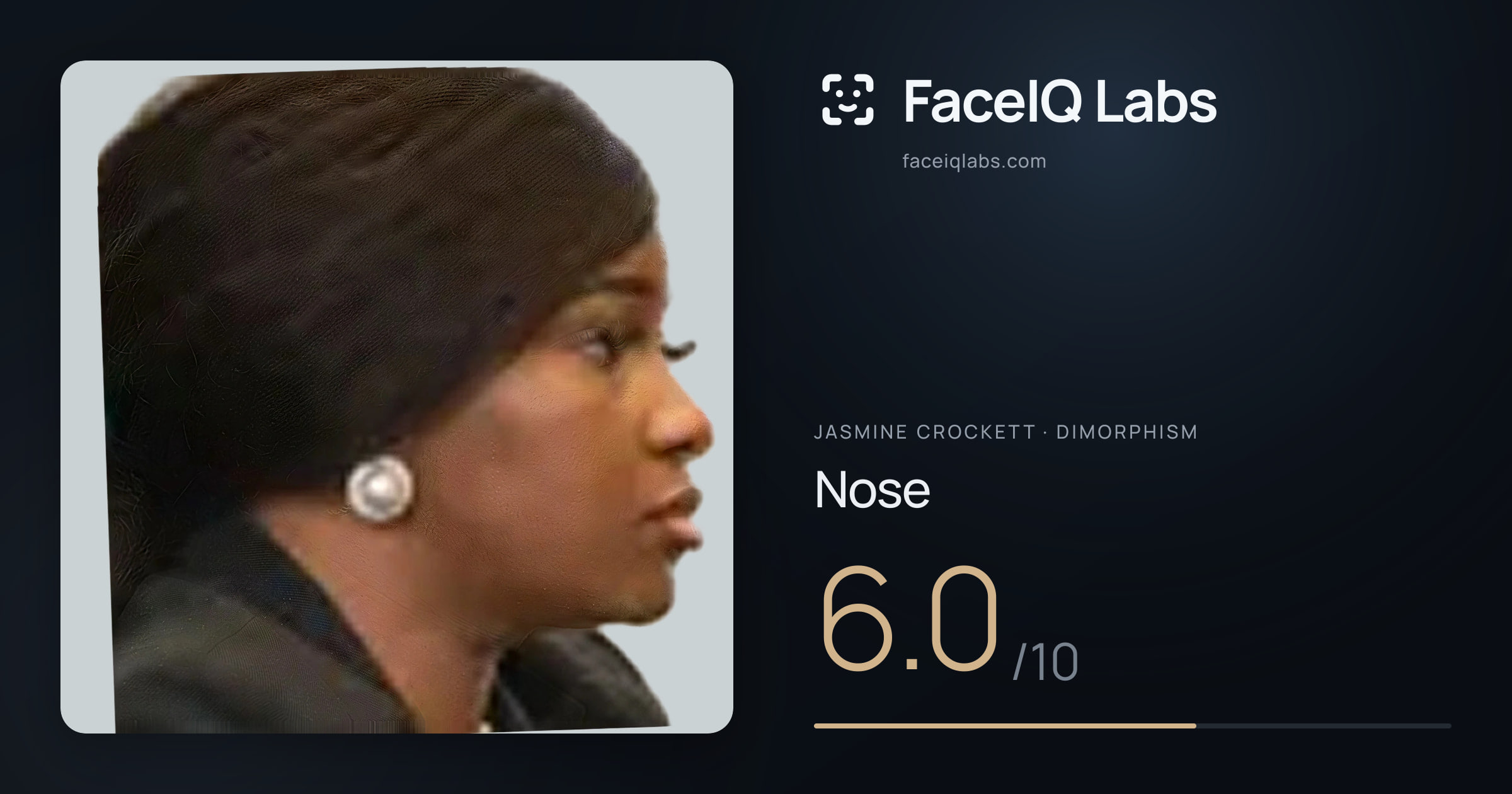 Jasmine Crockett Nose: 6.0/10, drawn on the photo