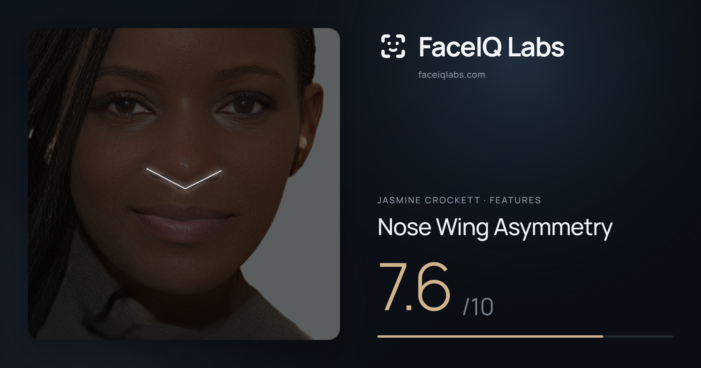 Jasmine Crockett Nose Wing Asymmetry: 7.6/10, drawn on the photo