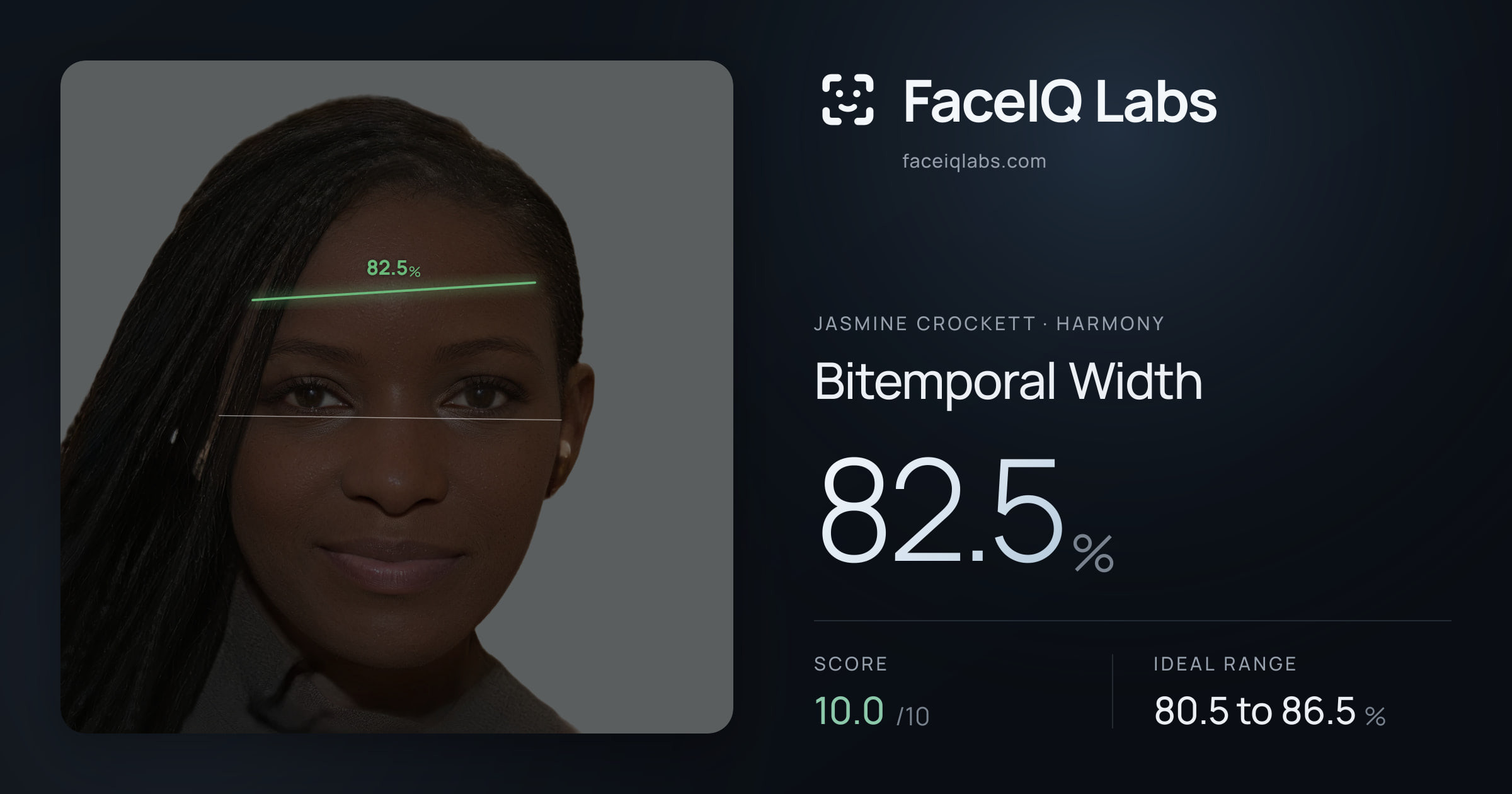 Jasmine Crockett Bitemporal Width: 82.5%, drawn on the photo