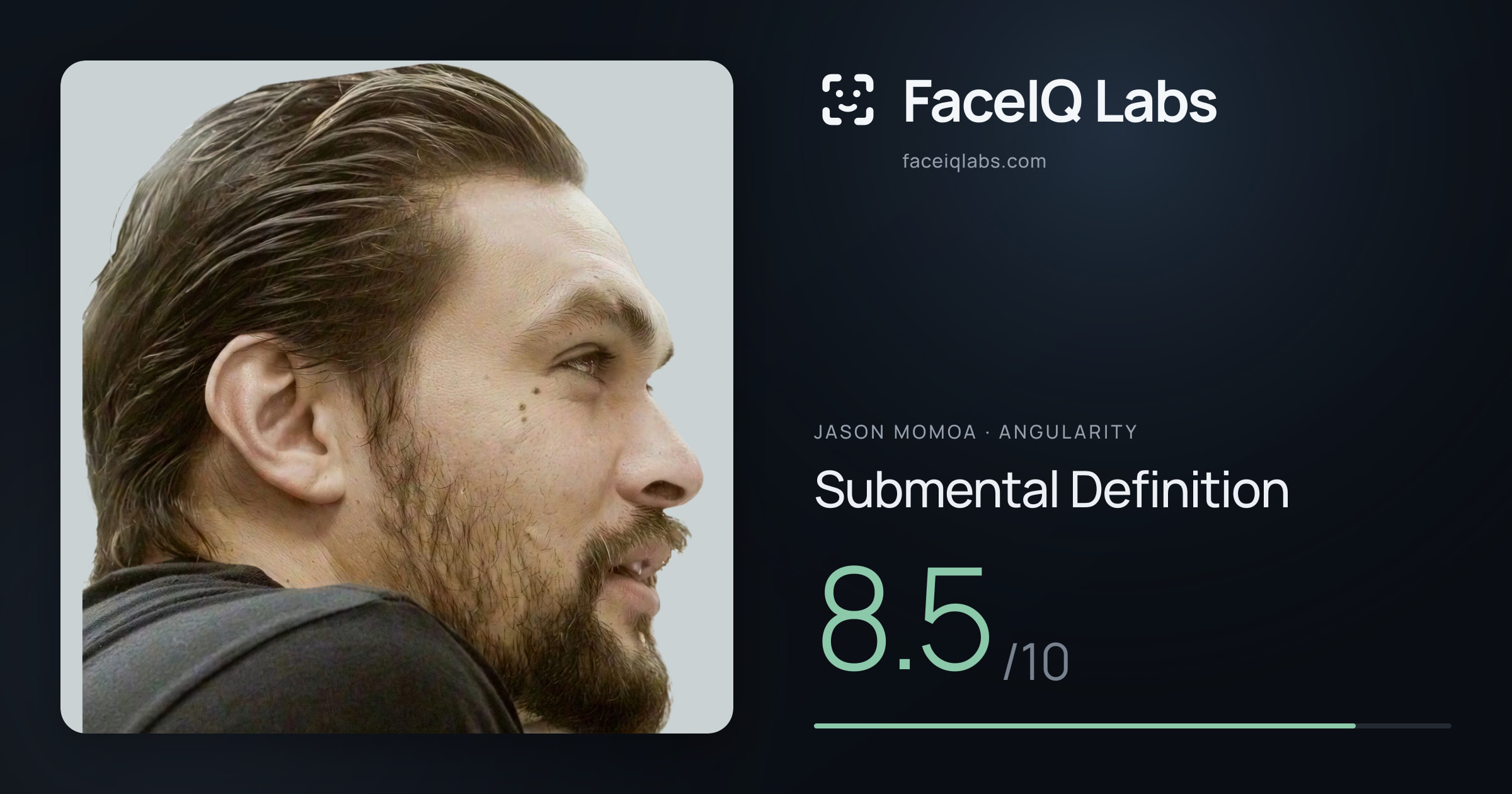 Jason Momoa Submental Definition: 8.5/10, drawn on the photo