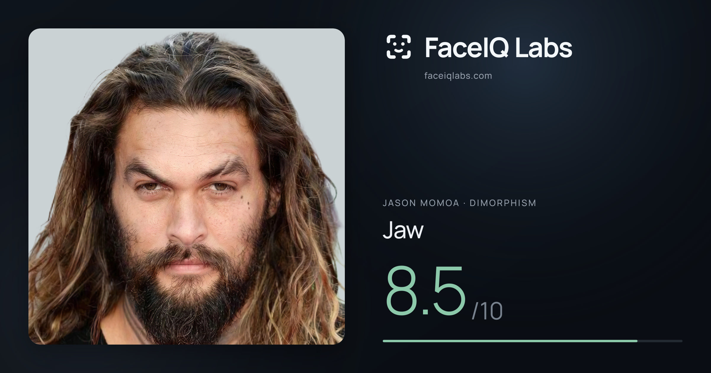 Jason Momoa Jaw: 8.5/10, drawn on the photo