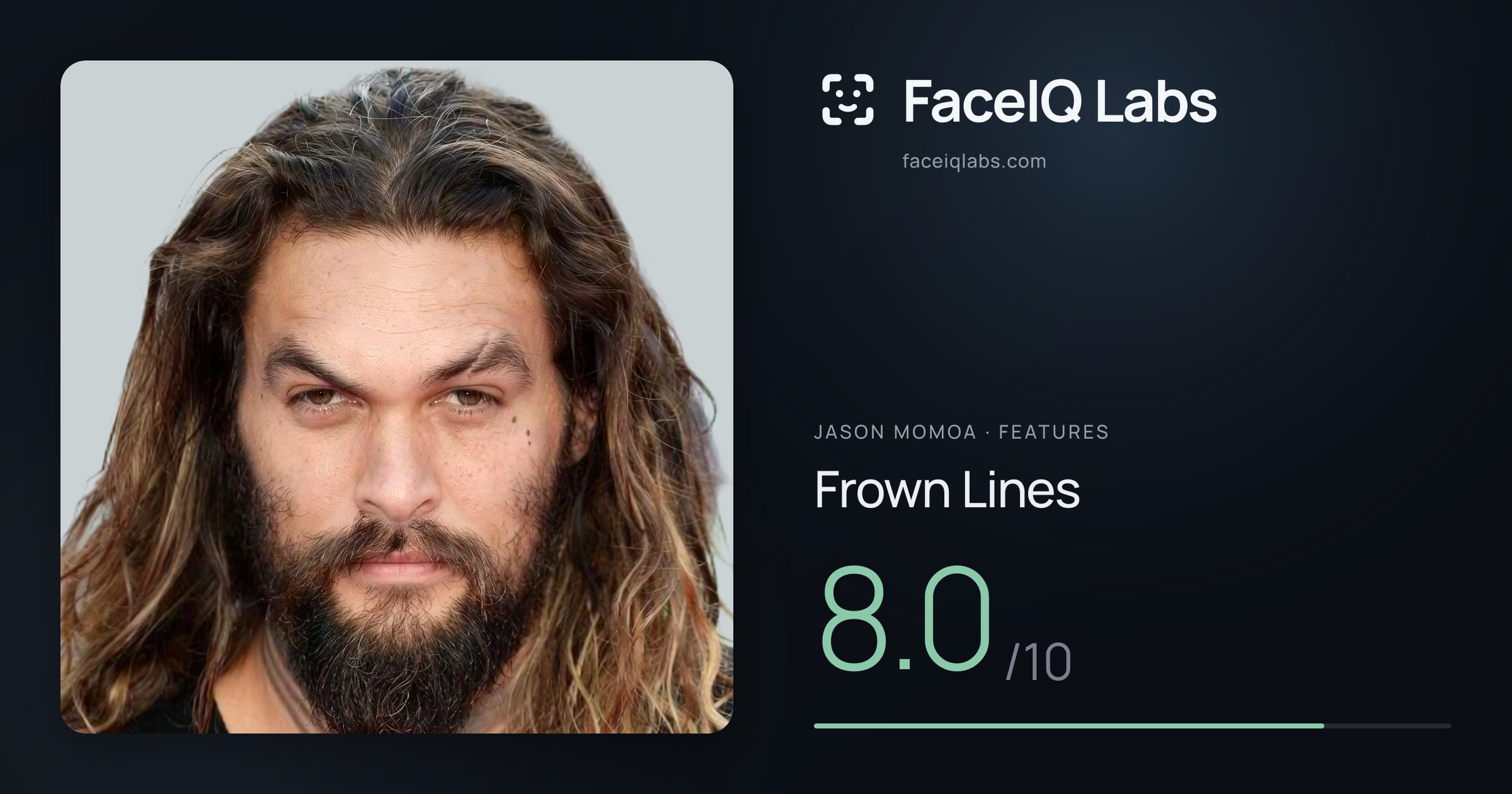 Jason Momoa Frown Lines: 8.0/10, drawn on the photo