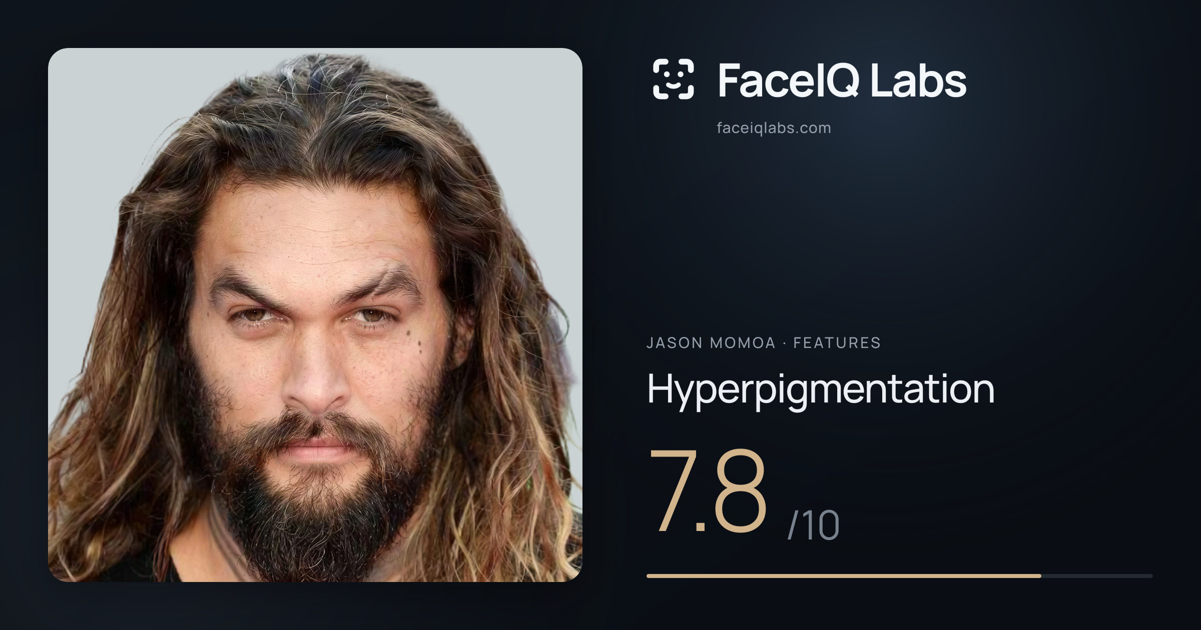 Jason Momoa Hyperpigmentation: 7.8/10, drawn on the photo