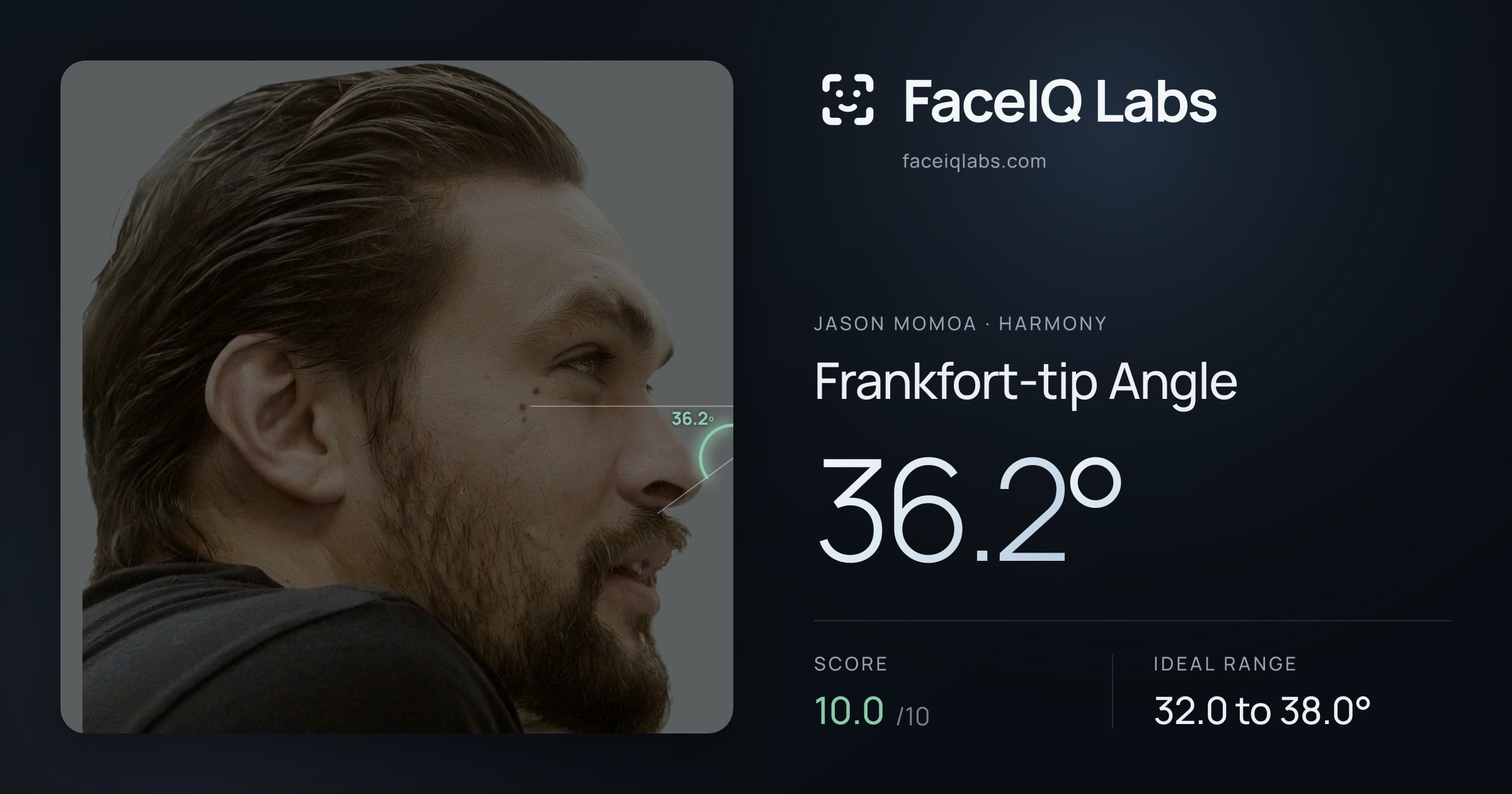 Jason Momoa Frankfort-tip Angle: 36.2°, drawn on the photo