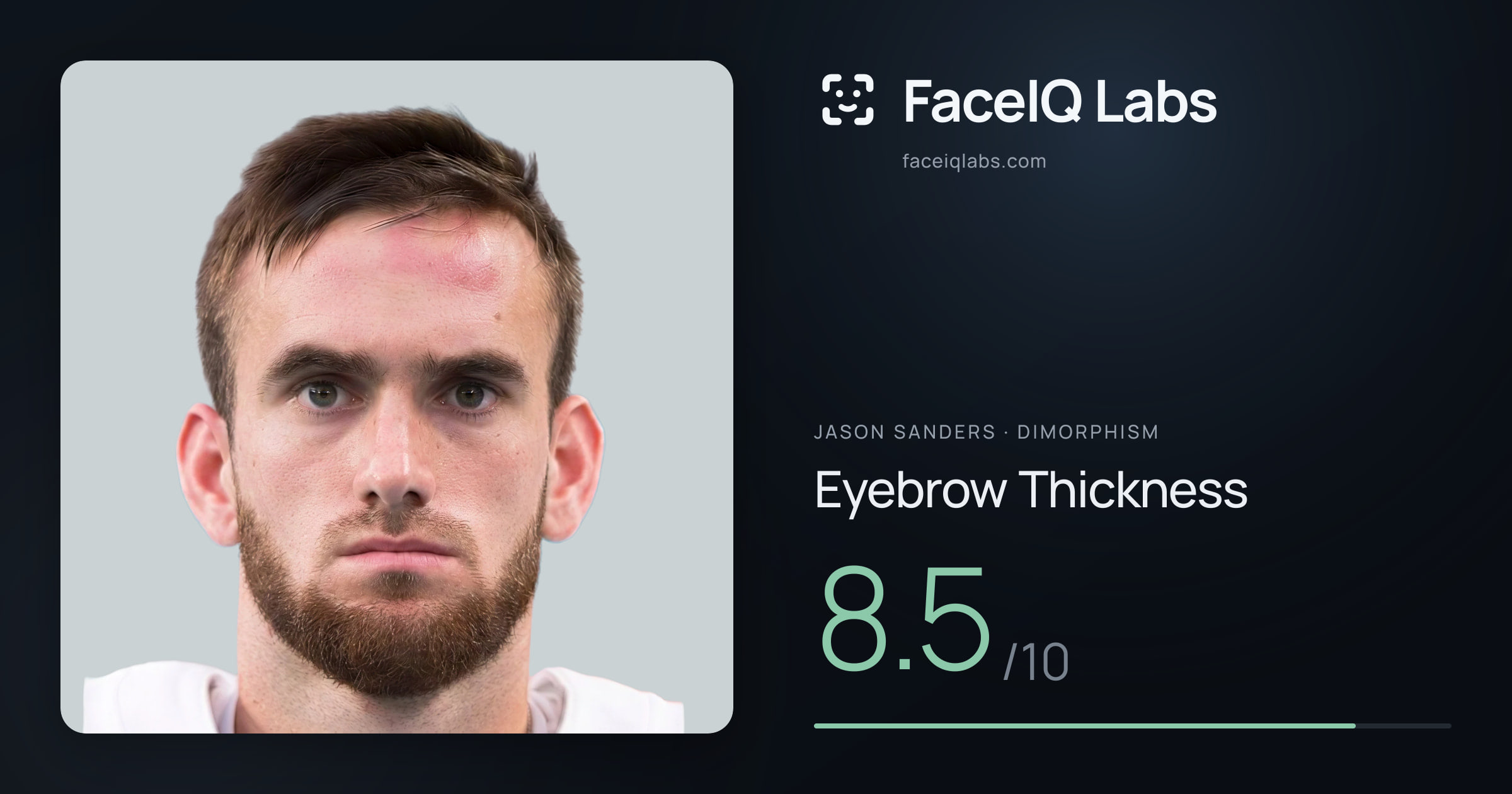 Jason Sanders Eyebrow Thickness: 8.5/10, drawn on the photo