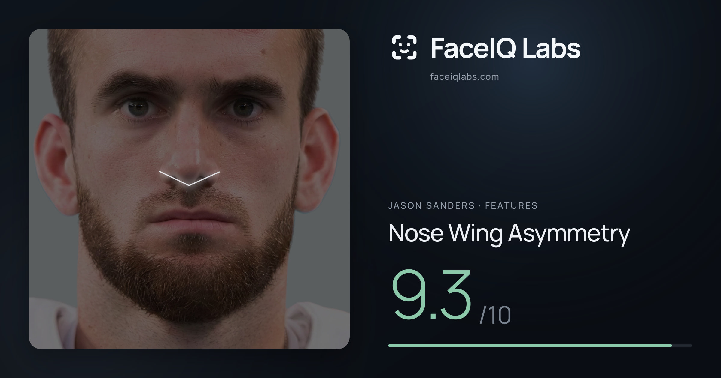 Jason Sanders Nose Wing Asymmetry: 9.3/10, drawn on the photo