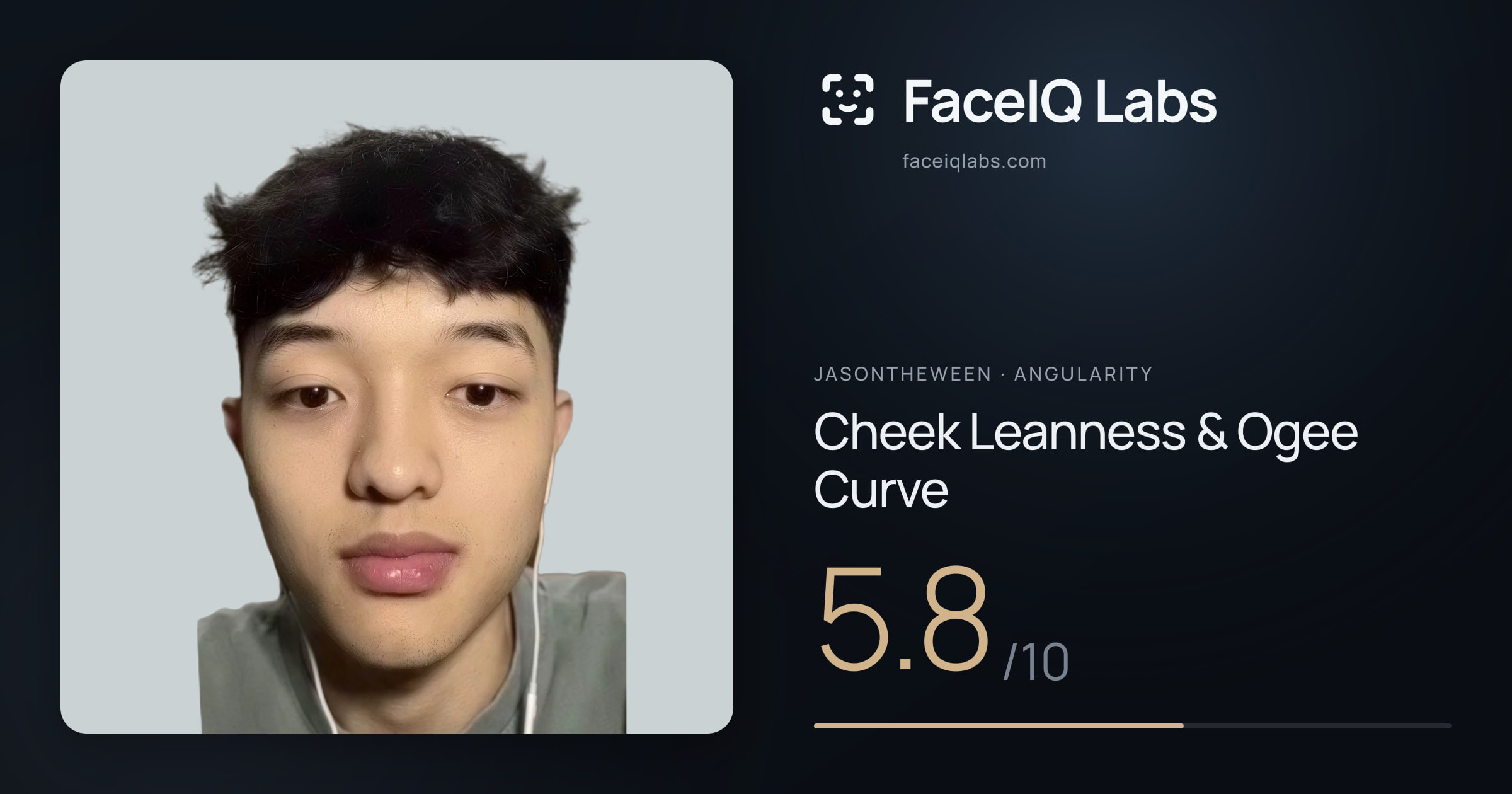 Jasontheween Cheek Leanness & Ogee Curve: 5.8/10, drawn on the photo
