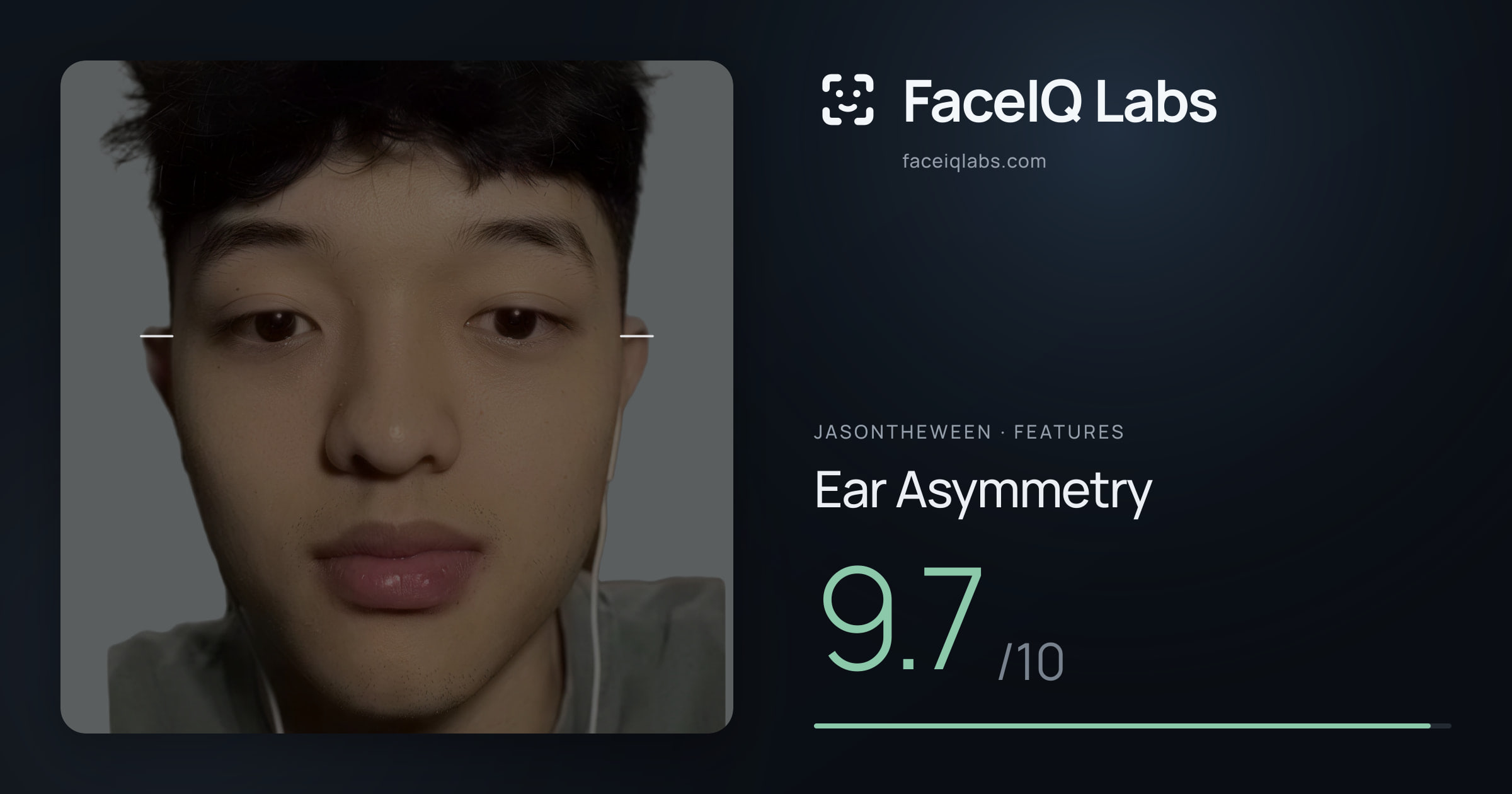Jasontheween Ear Asymmetry: 9.7/10, drawn on the photo