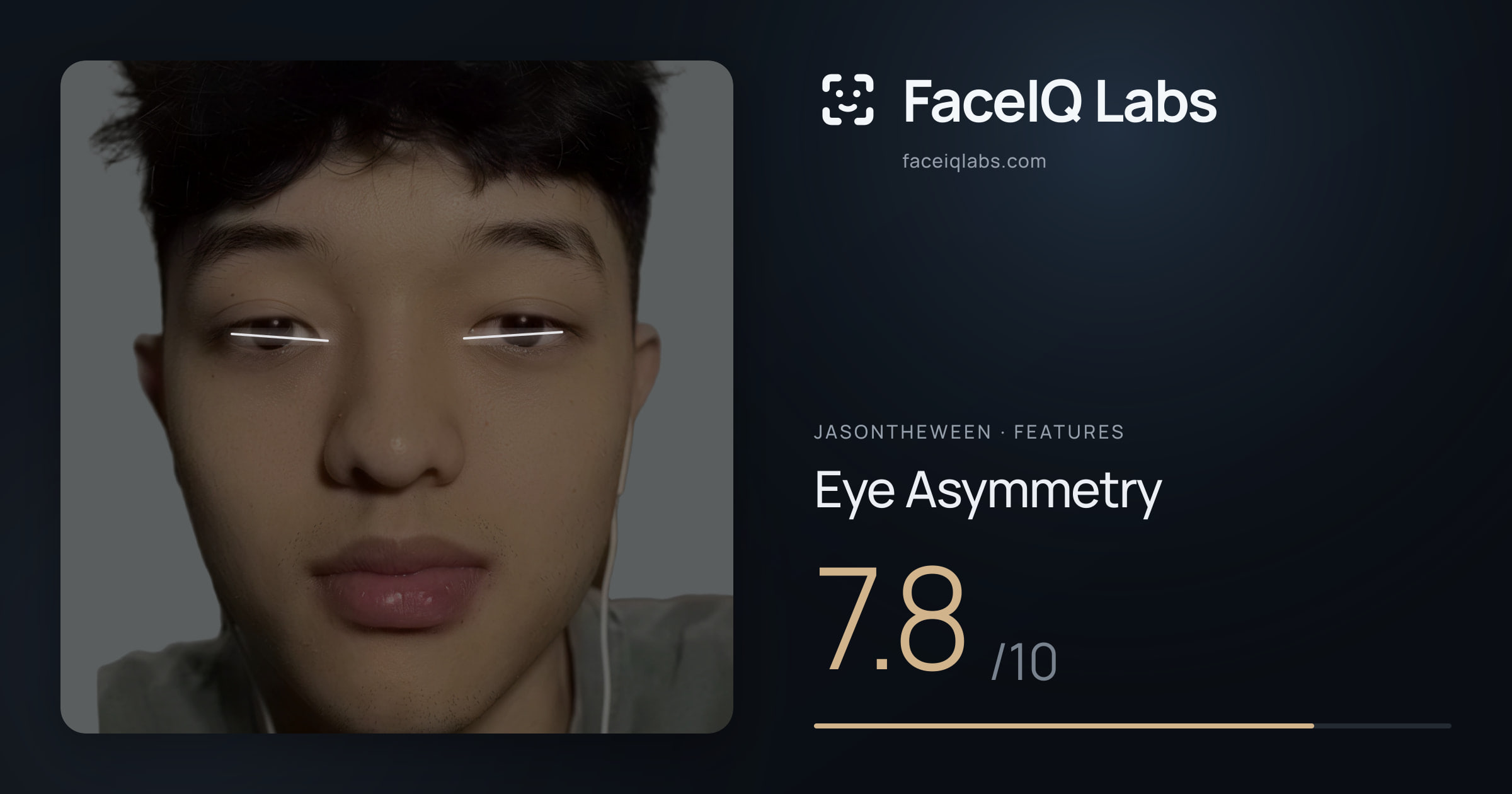 Jasontheween Eye Asymmetry: 7.8/10, drawn on the photo