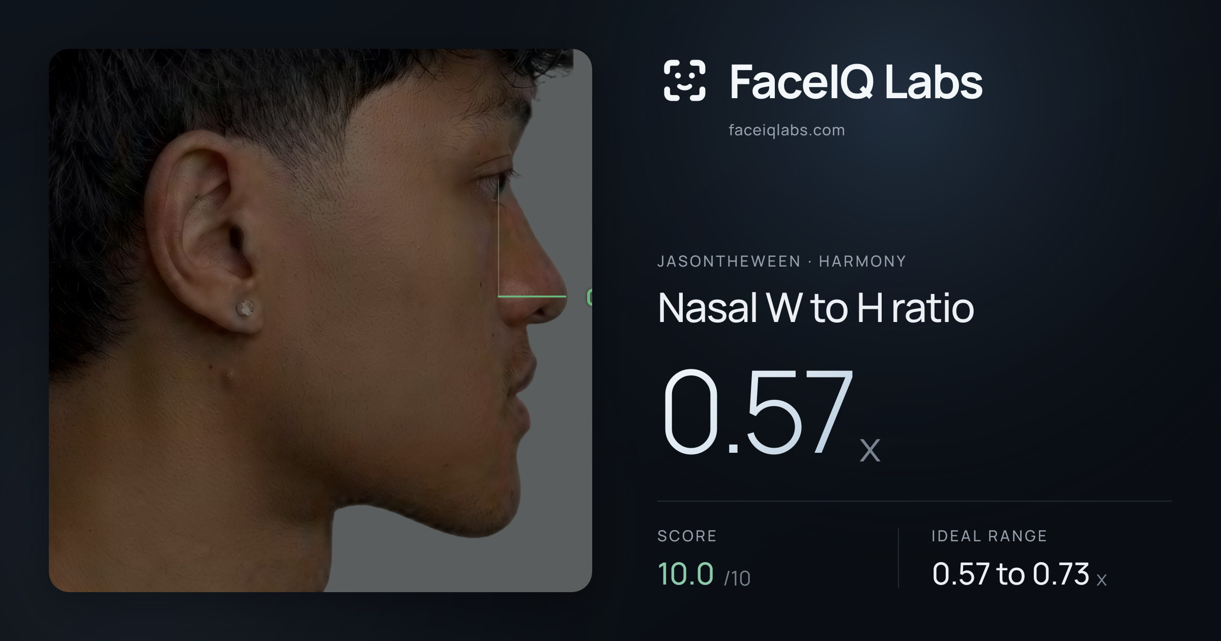 Jasontheween Nasal W to H ratio: 0.57x, drawn on the photo