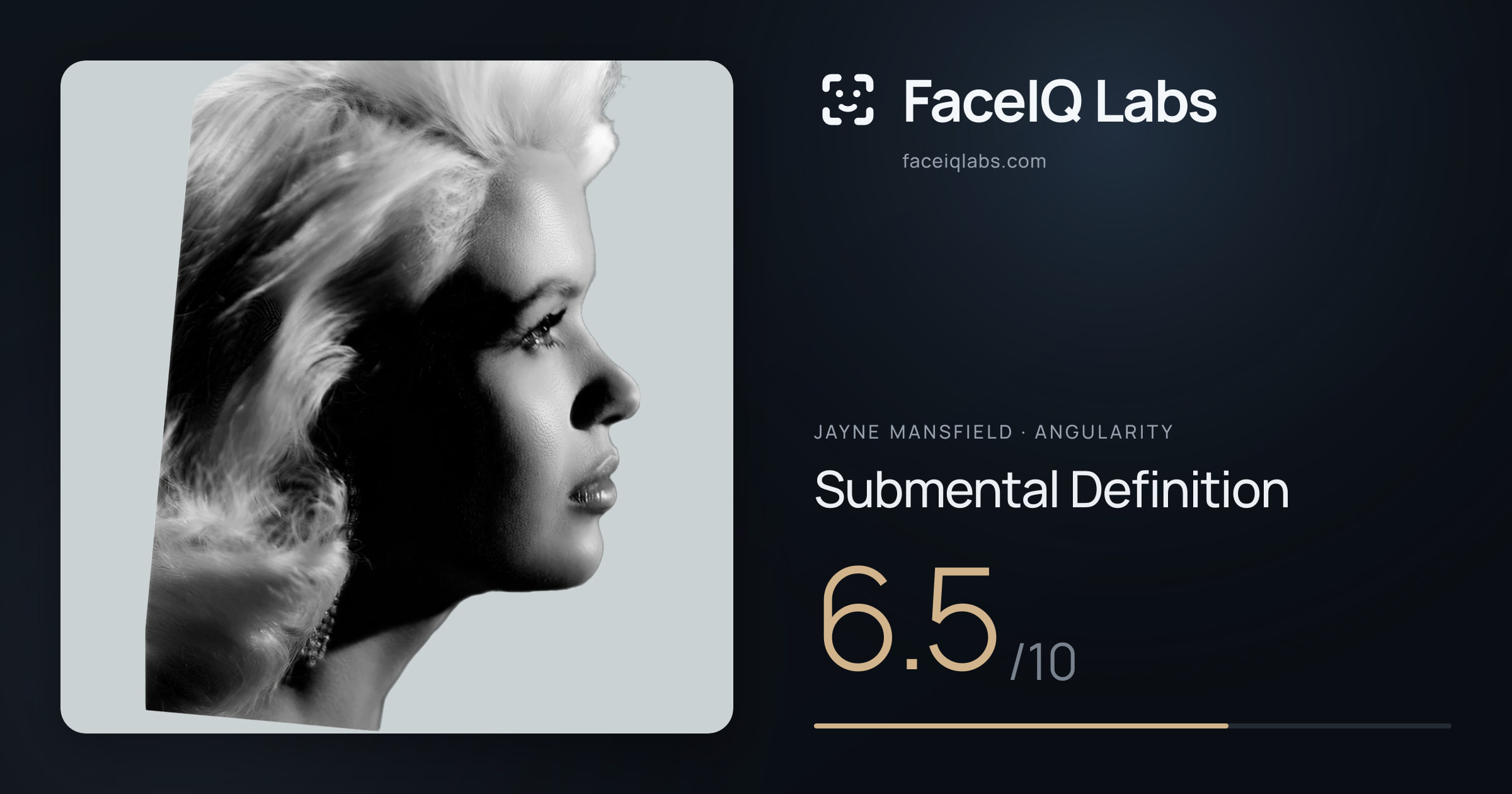 Jayne Mansfield Submental Definition: 6.5/10, drawn on the photo
