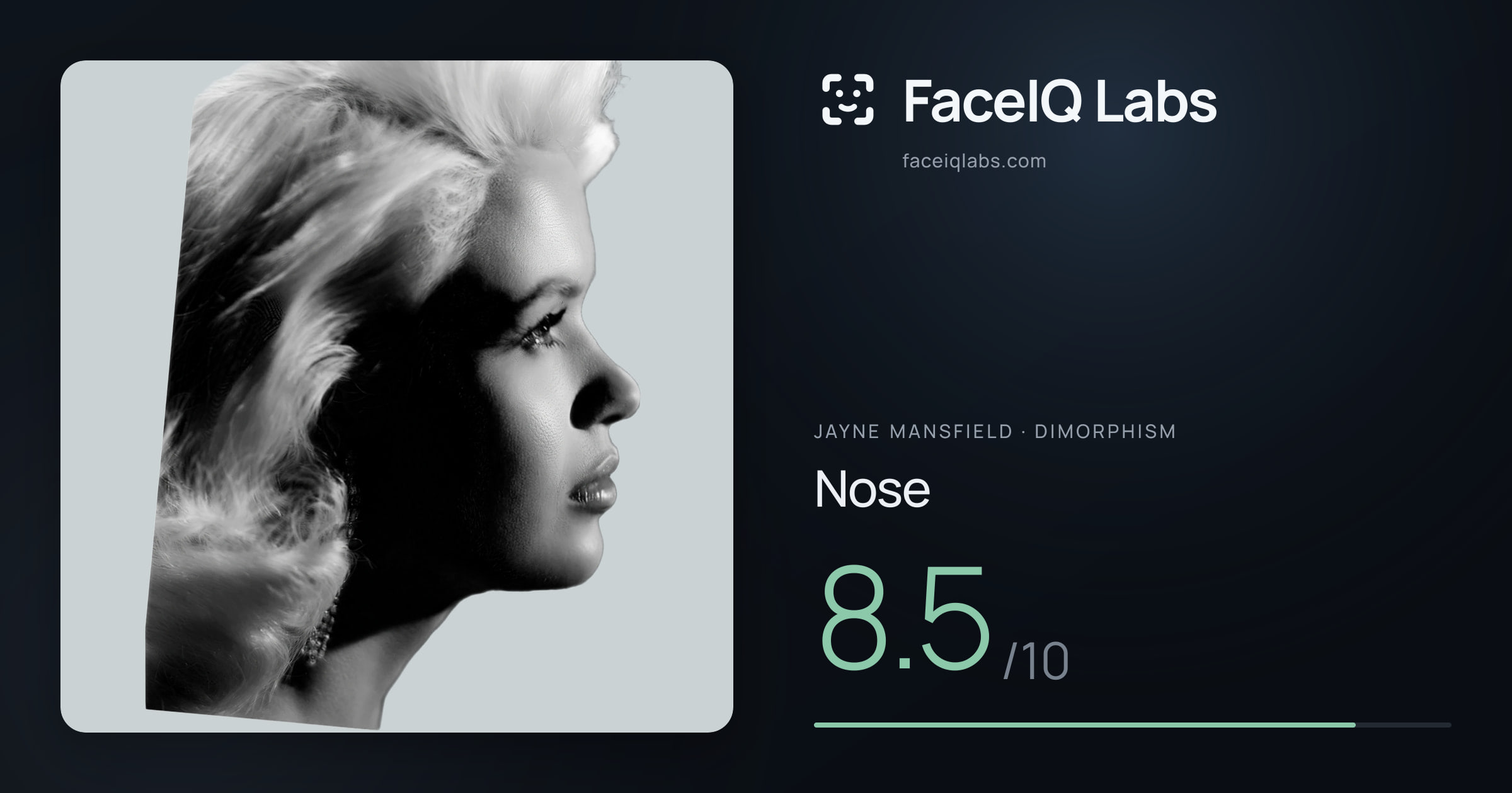 Jayne Mansfield Nose: 8.5/10, drawn on the photo