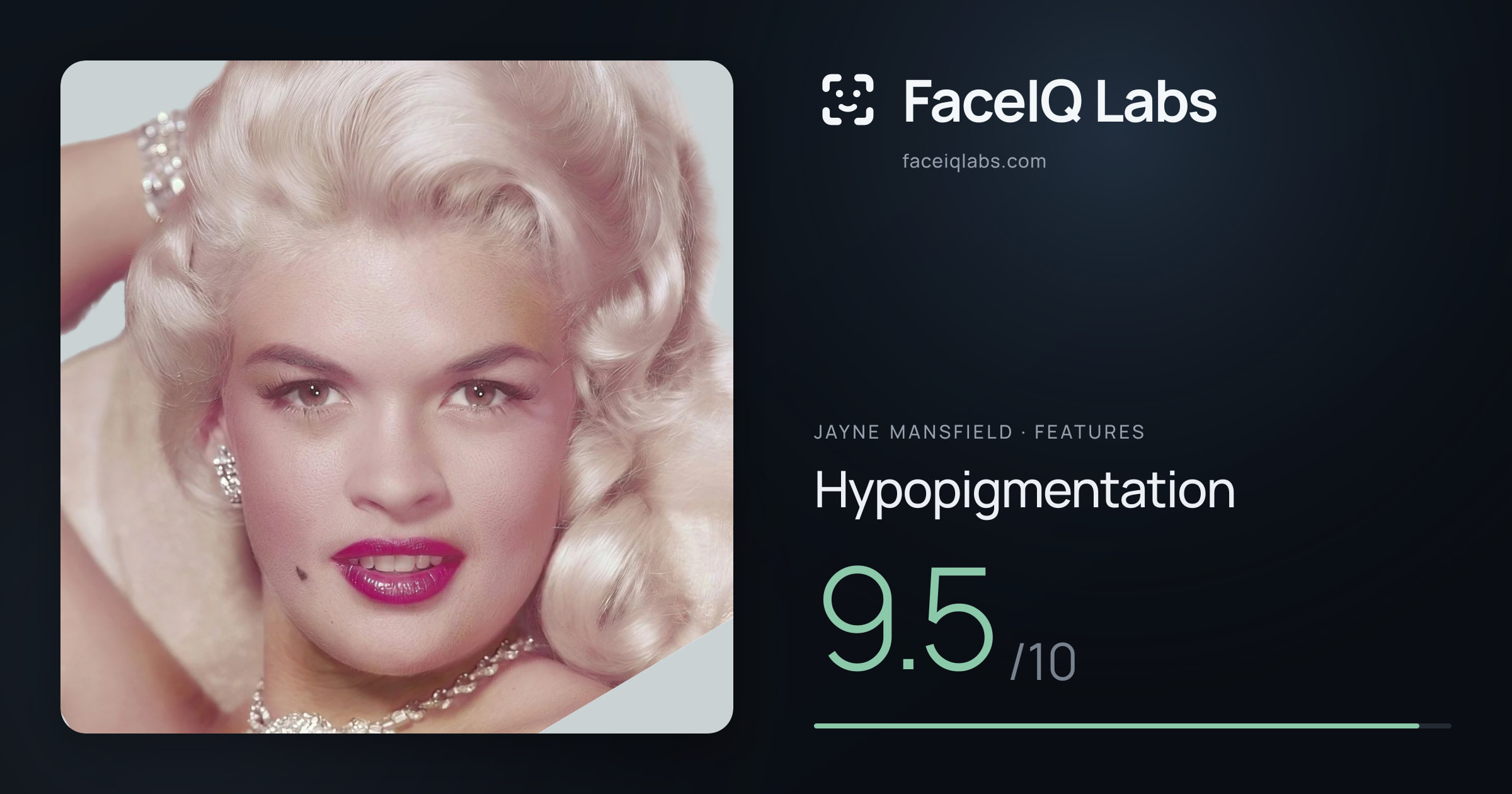 Jayne Mansfield Hypopigmentation: 9.5/10, drawn on the photo