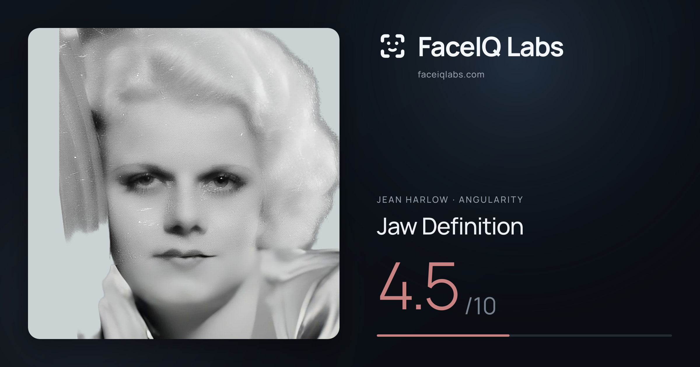 Jean Harlow Jaw Definition: 4.5/10, drawn on the photo