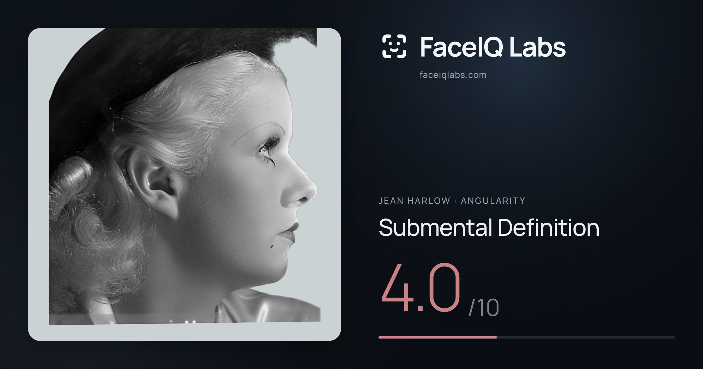 Jean Harlow Submental Definition: 4.0/10, drawn on the photo