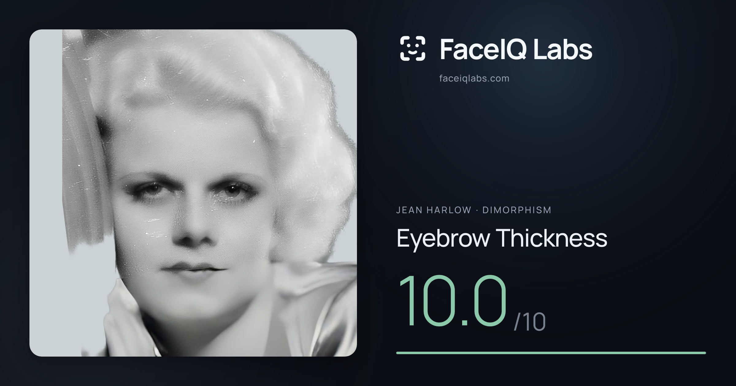 Jean Harlow Eyebrow Thickness: 10.0/10, drawn on the photo