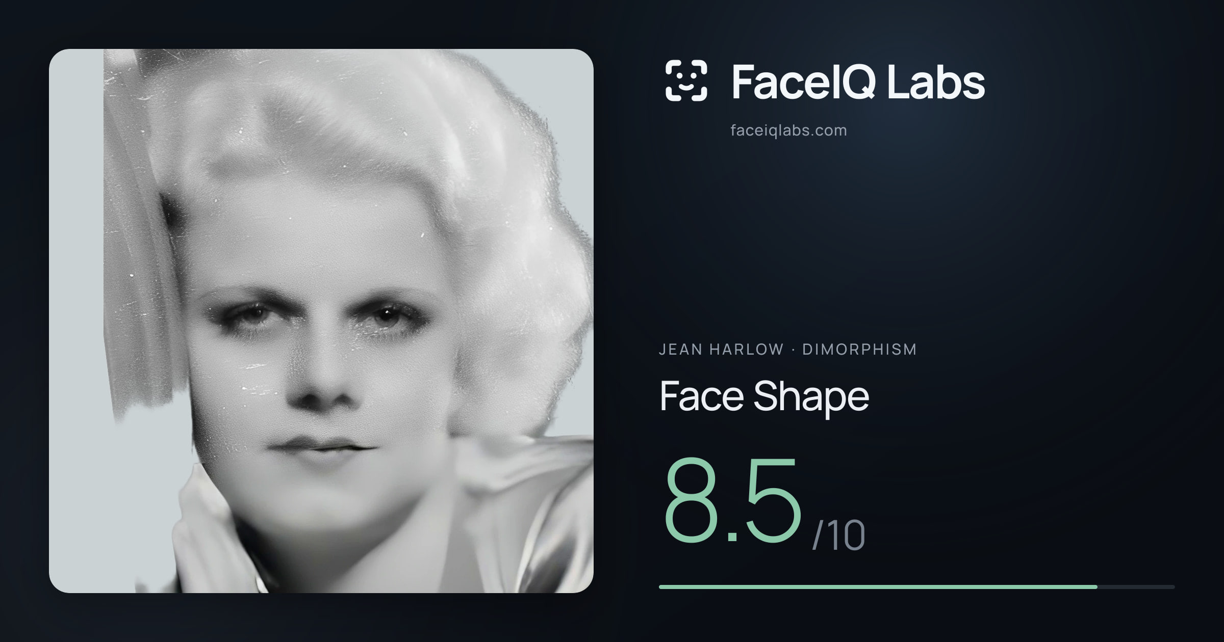Jean Harlow Face Shape: 8.5/10, drawn on the photo