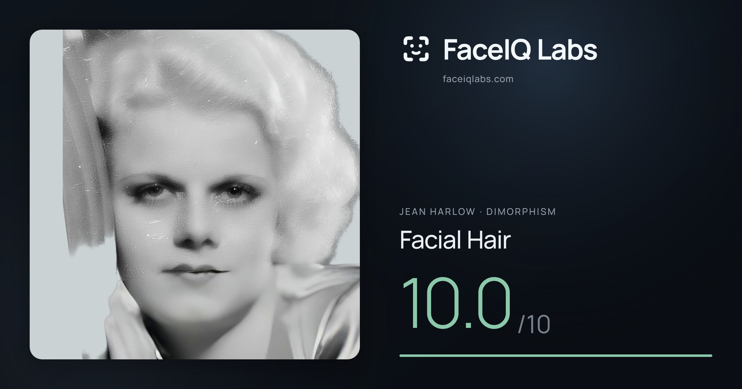 Jean Harlow Facial Hair: 10.0/10, drawn on the photo
