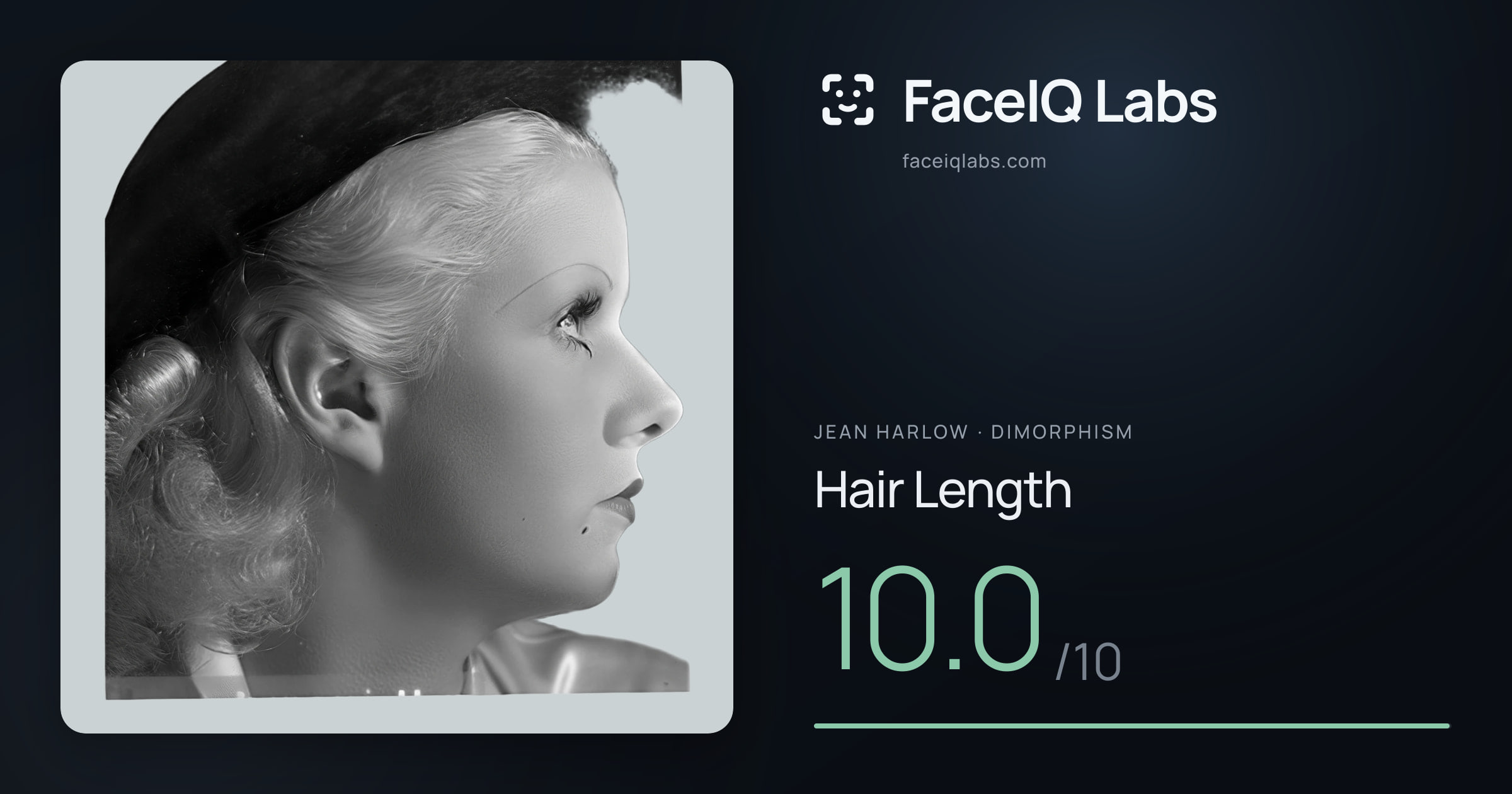 Jean Harlow Hair Length: 10.0/10, drawn on the photo