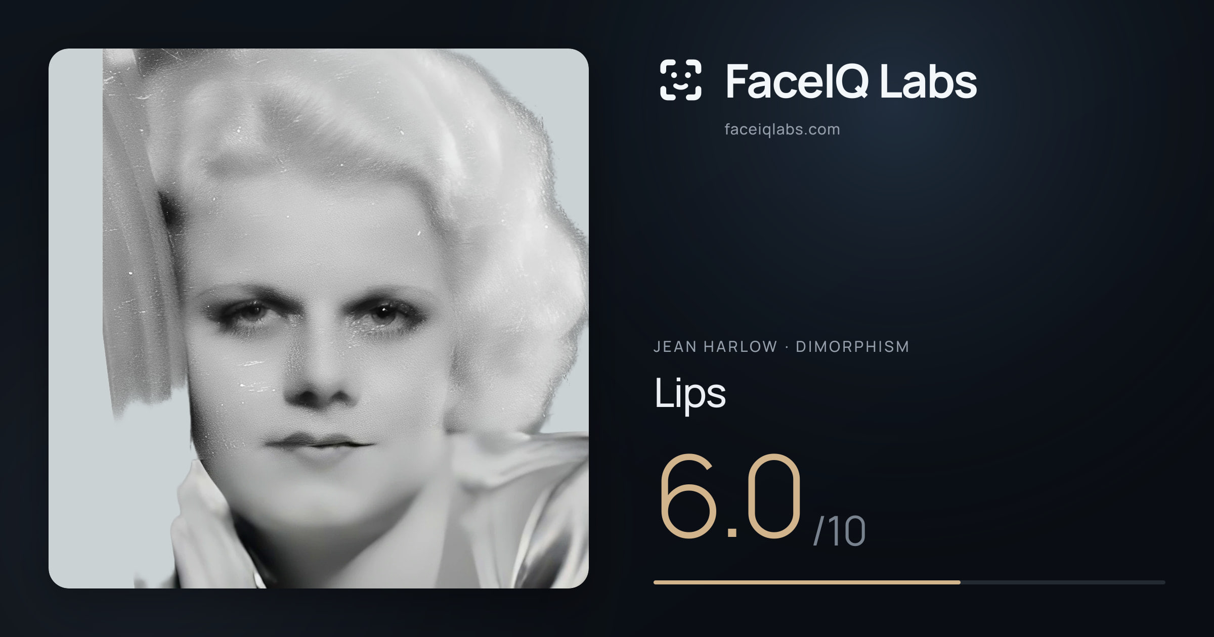 Jean Harlow Lips: 6.0/10, drawn on the photo