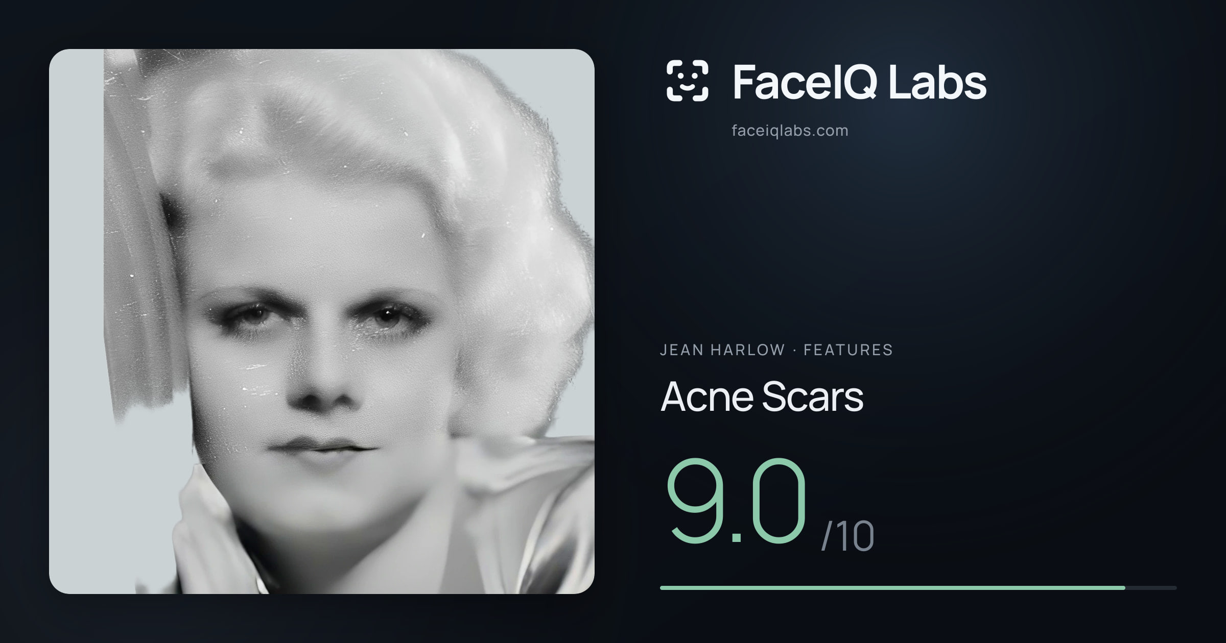 Jean Harlow Acne Scars: 9.0/10, drawn on the photo