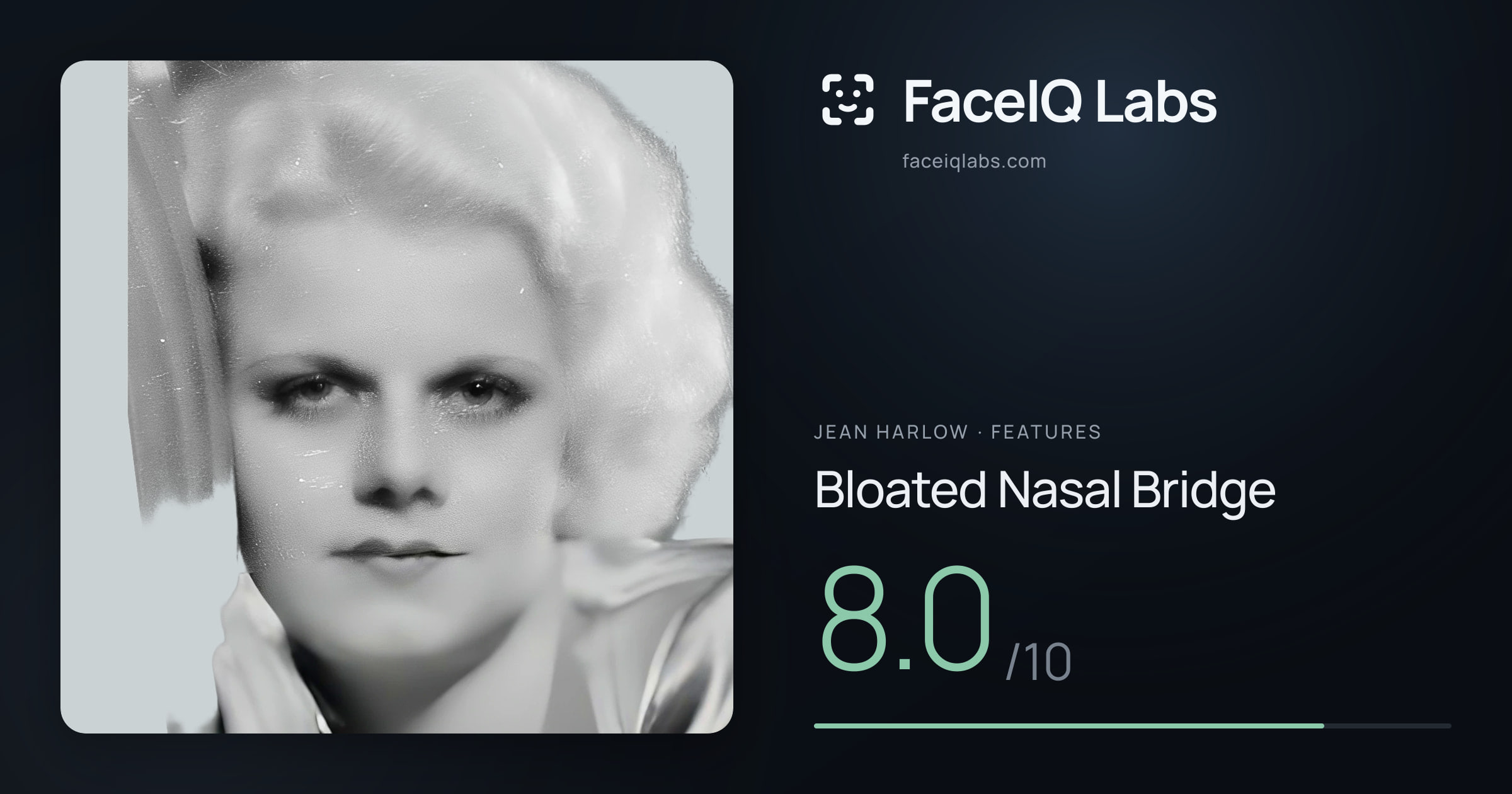 Jean Harlow Bloated Nasal Bridge: 8.0/10, drawn on the photo