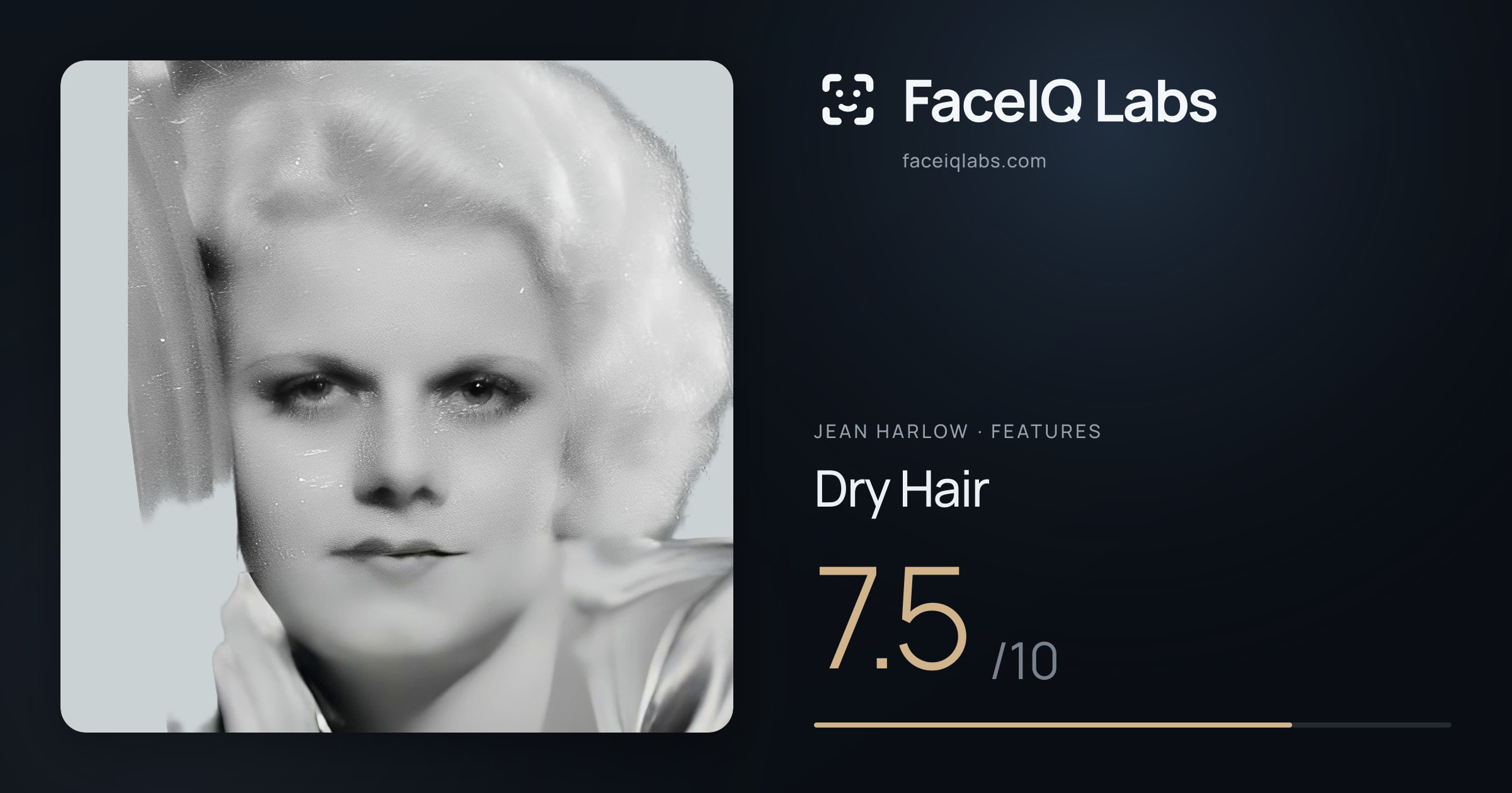 Jean Harlow Dry Hair: 7.5/10, drawn on the photo