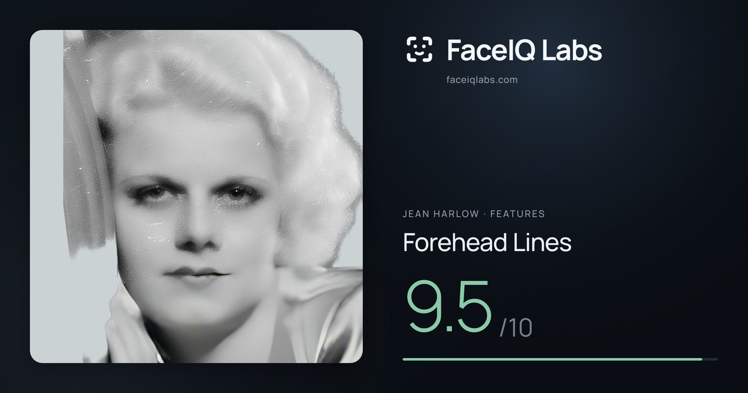 Jean Harlow Forehead Lines: 9.5/10, drawn on the photo
