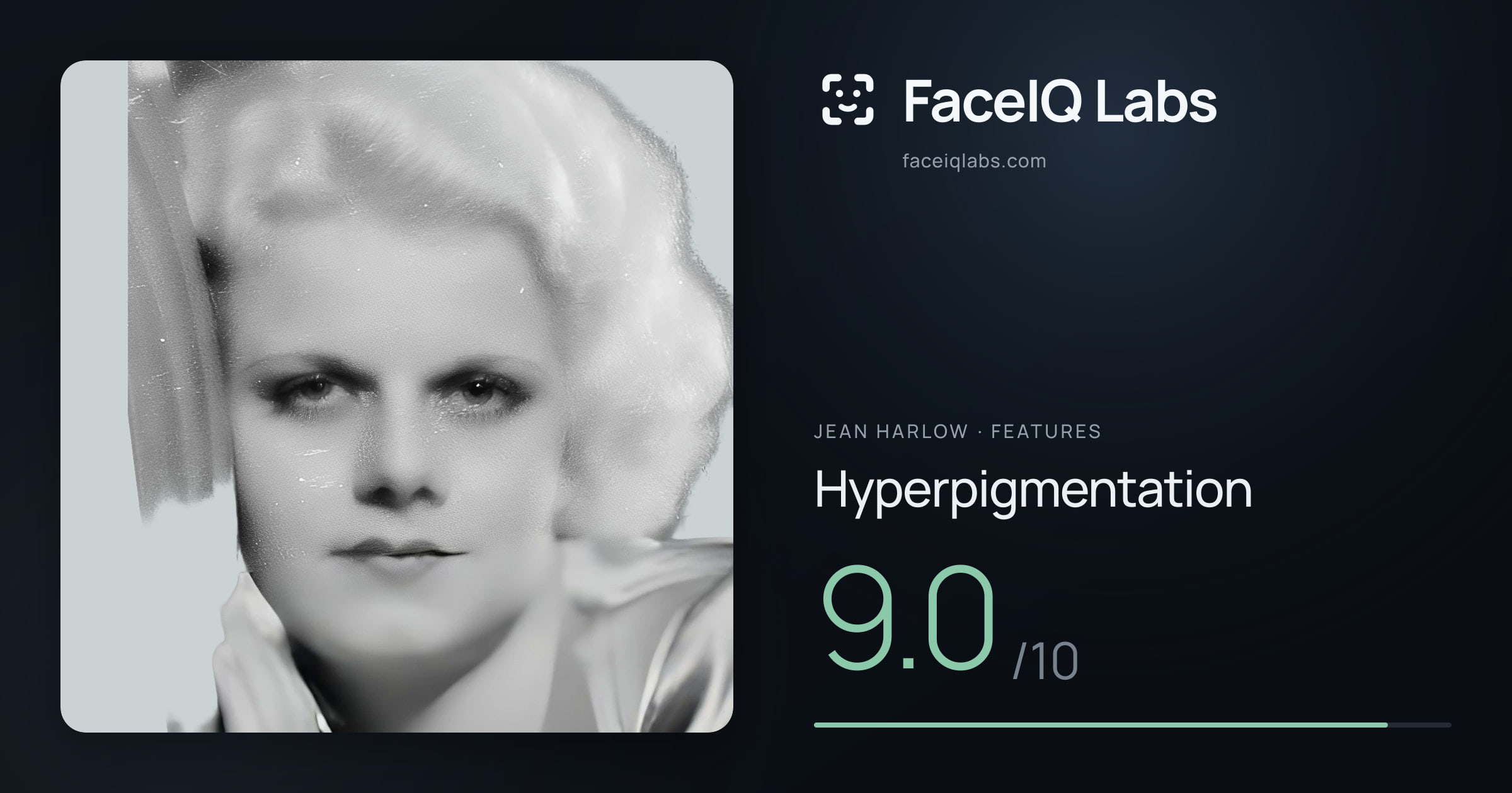 Jean Harlow Hyperpigmentation: 9.0/10, drawn on the photo