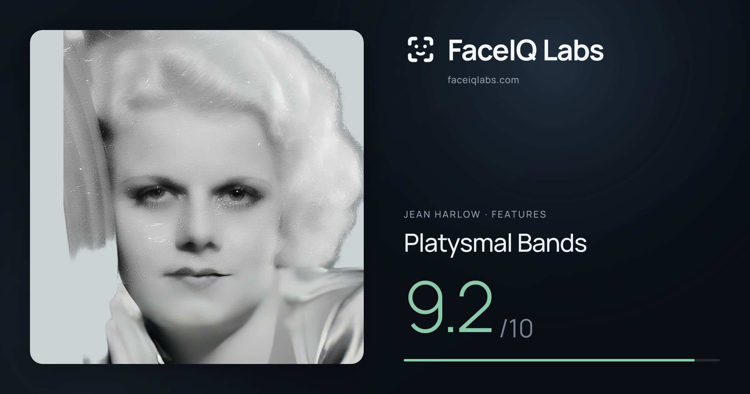 Jean Harlow Platysmal Bands: 9.2/10, drawn on the photo