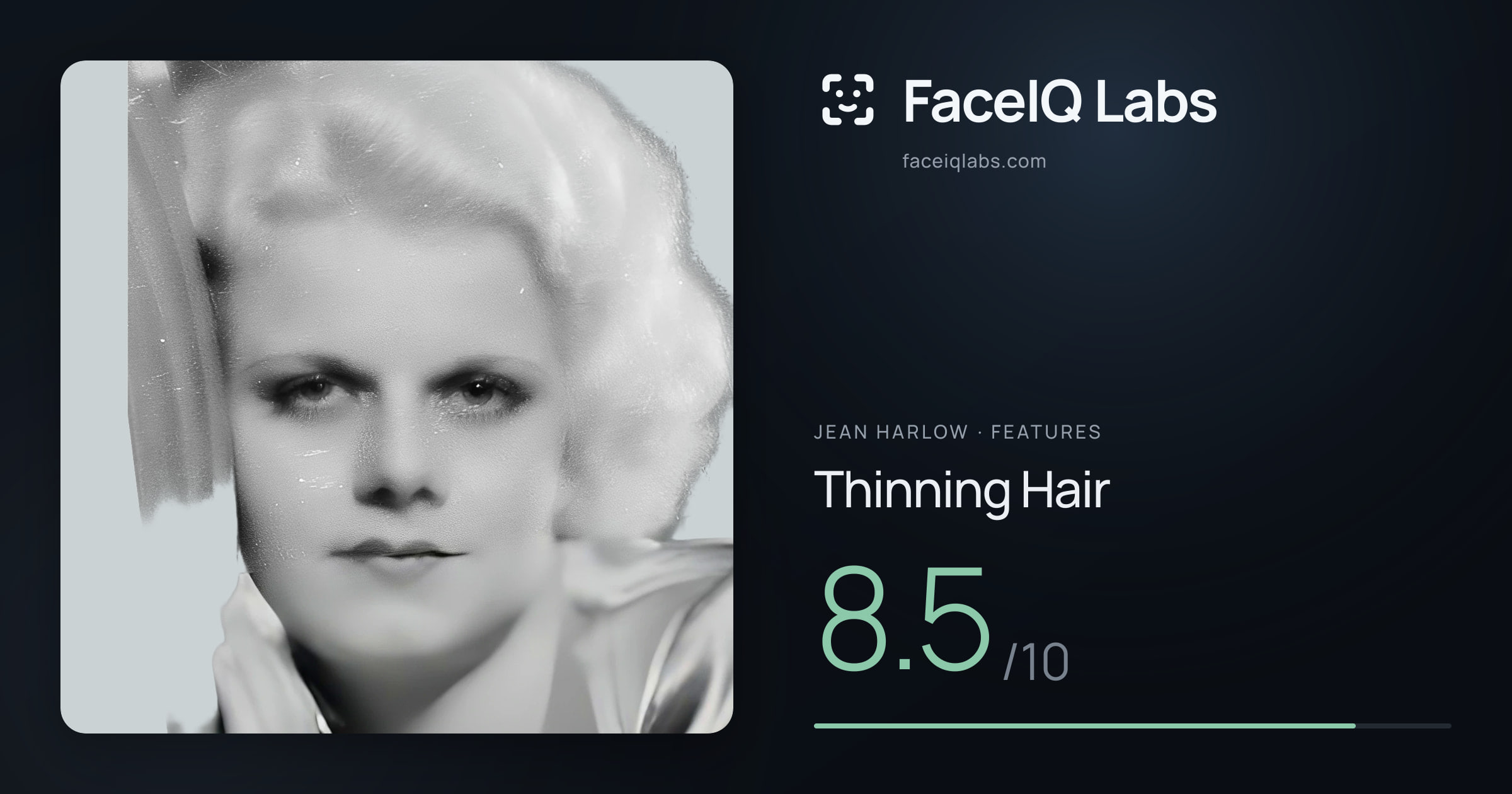 Jean Harlow Thinning Hair: 8.5/10, drawn on the photo