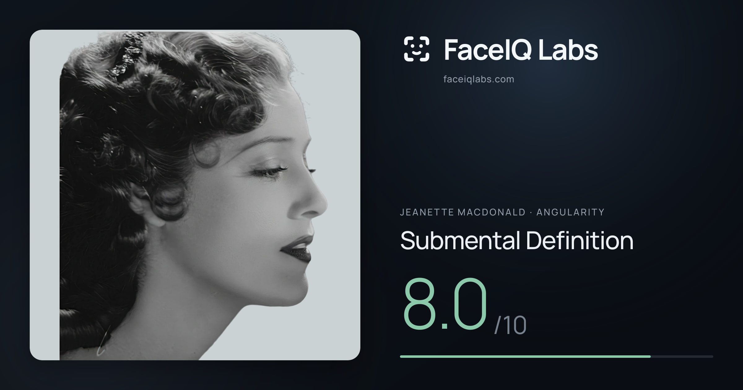 Jeanette MacDonald Submental Definition: 8.0/10, drawn on the photo
