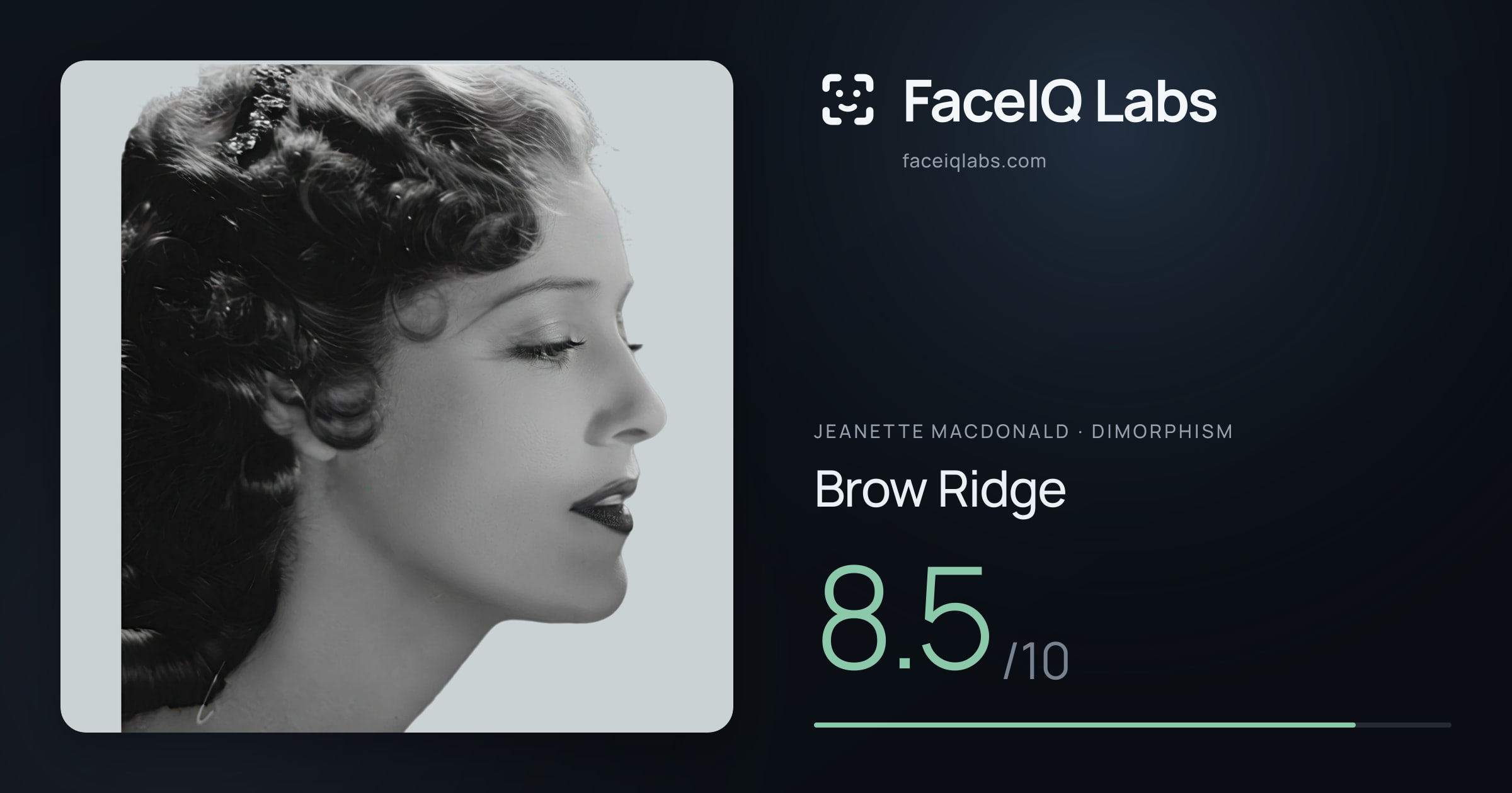 Jeanette MacDonald Brow Ridge: 8.5/10, drawn on the photo