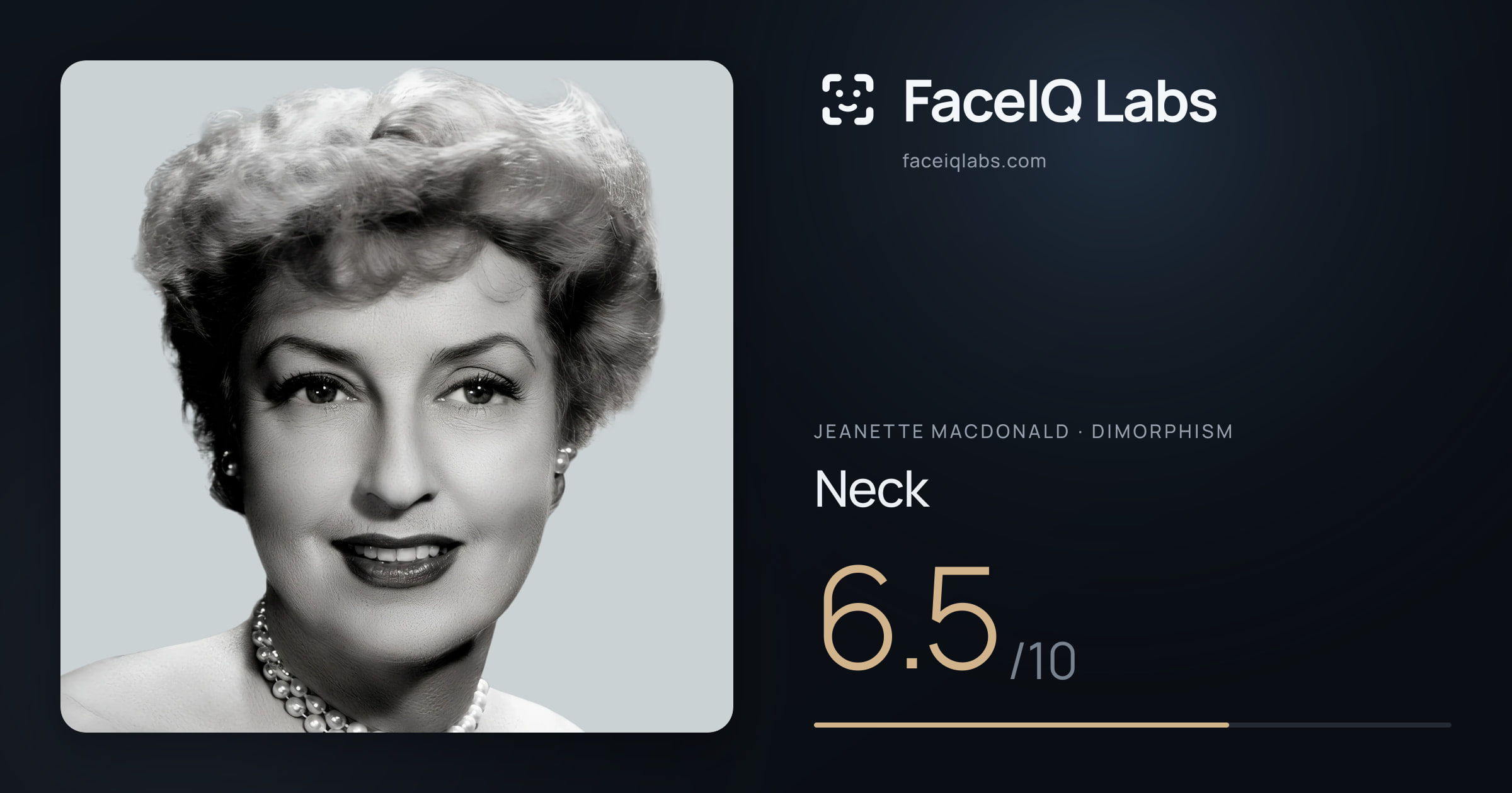 Jeanette MacDonald Neck: 6.5/10, drawn on the photo