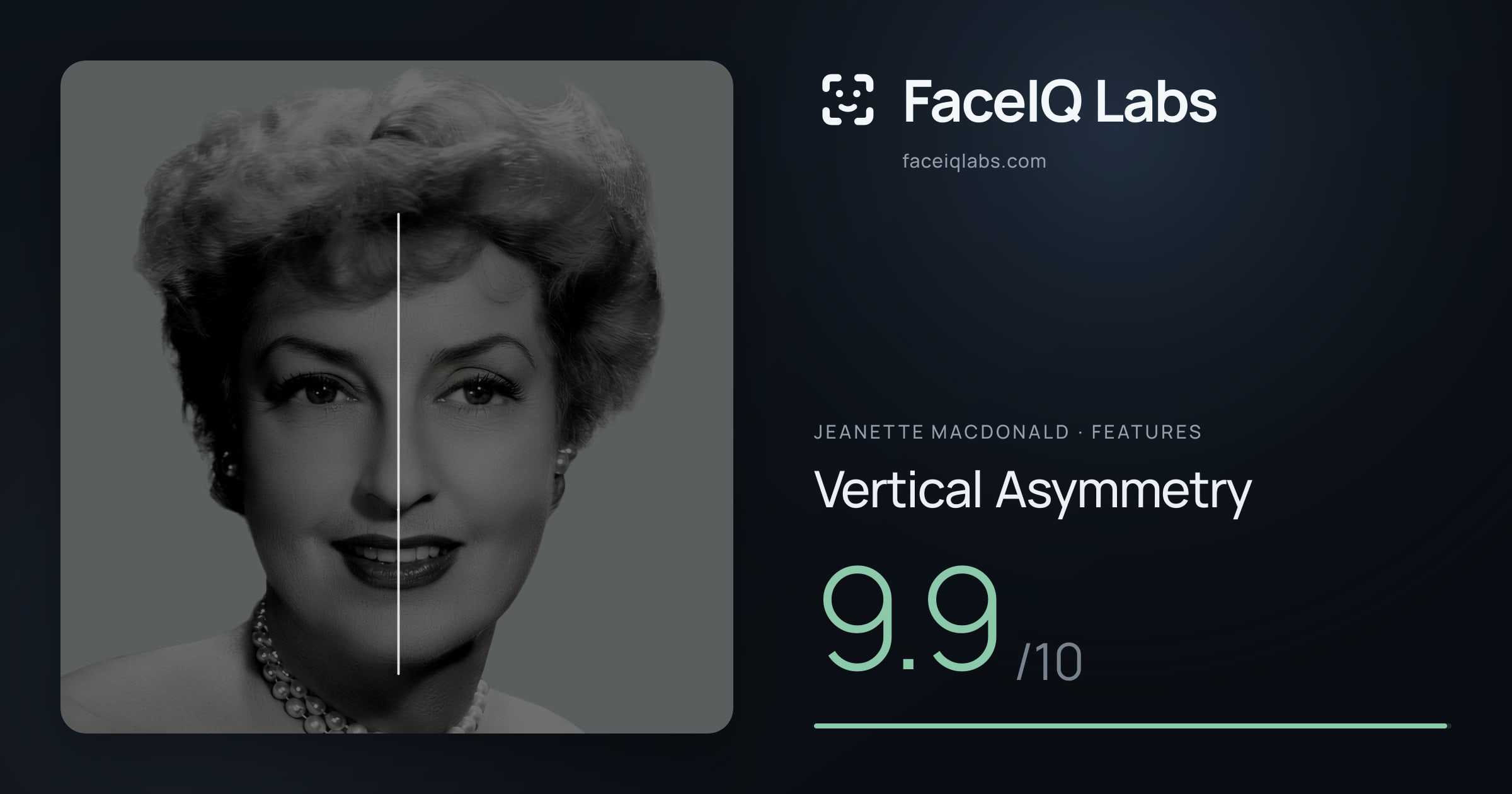 Jeanette MacDonald Vertical Asymmetry: 9.9/10, drawn on the photo