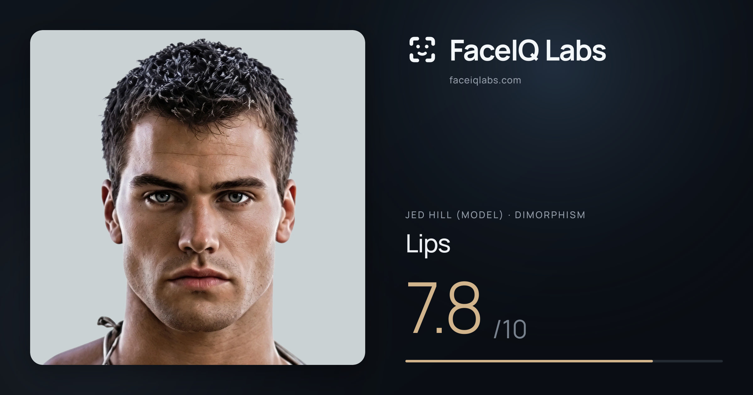 Jed Hill (Model) Lips: 7.8/10, drawn on the photo