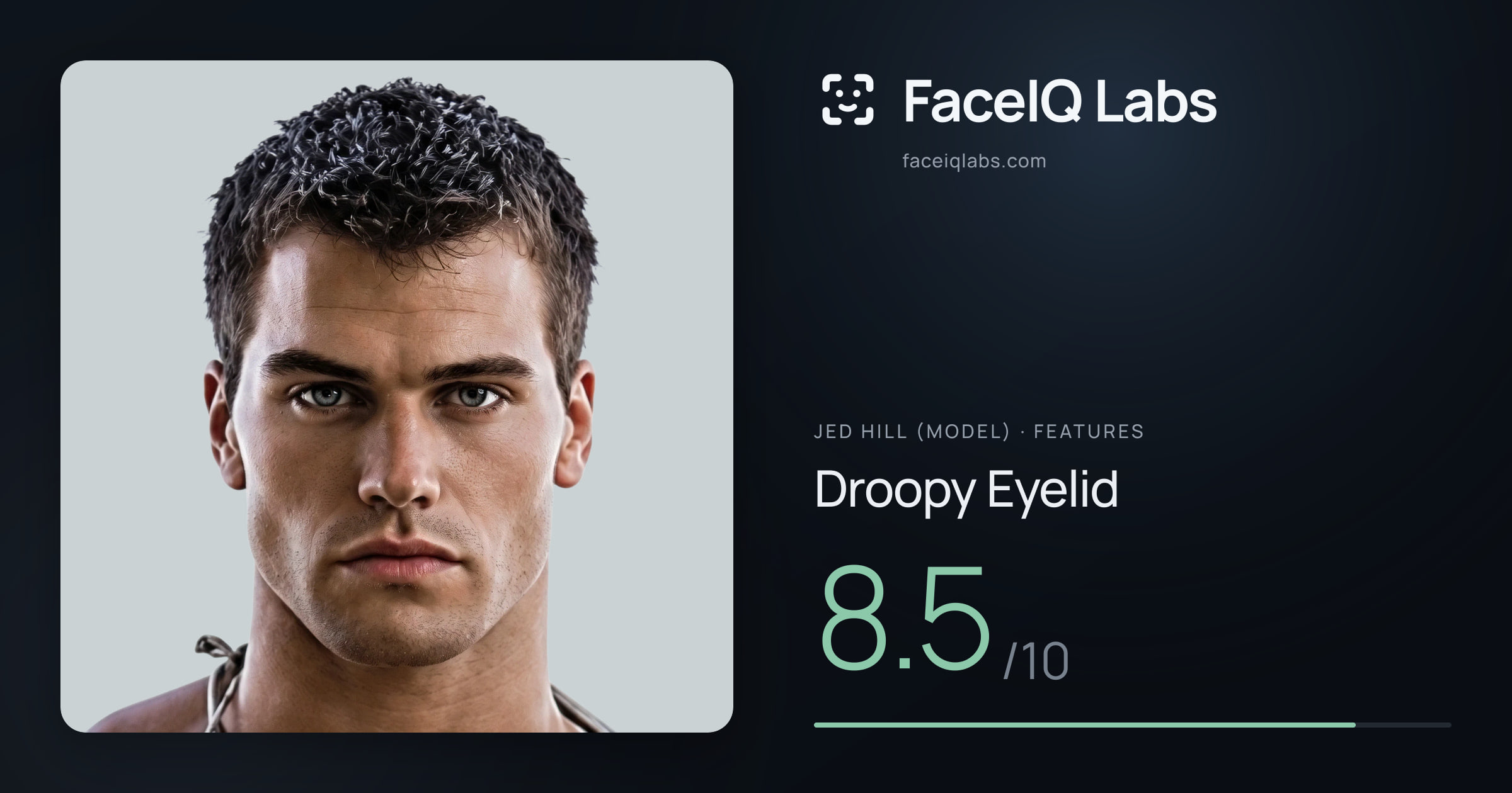 Jed Hill (Model) Droopy Eyelid: 8.5/10, drawn on the photo