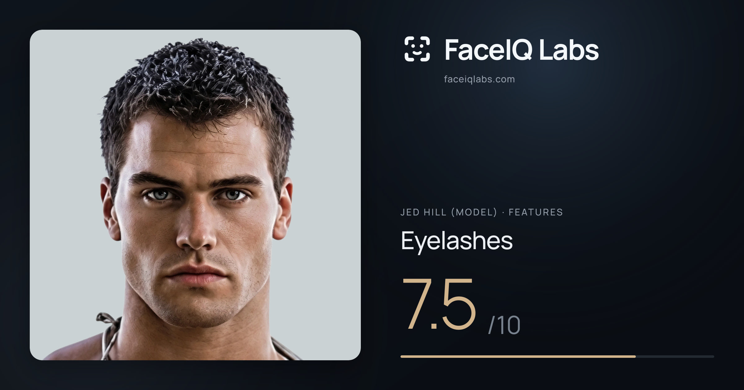 Jed Hill (Model) Eyelashes: 7.5/10, drawn on the photo