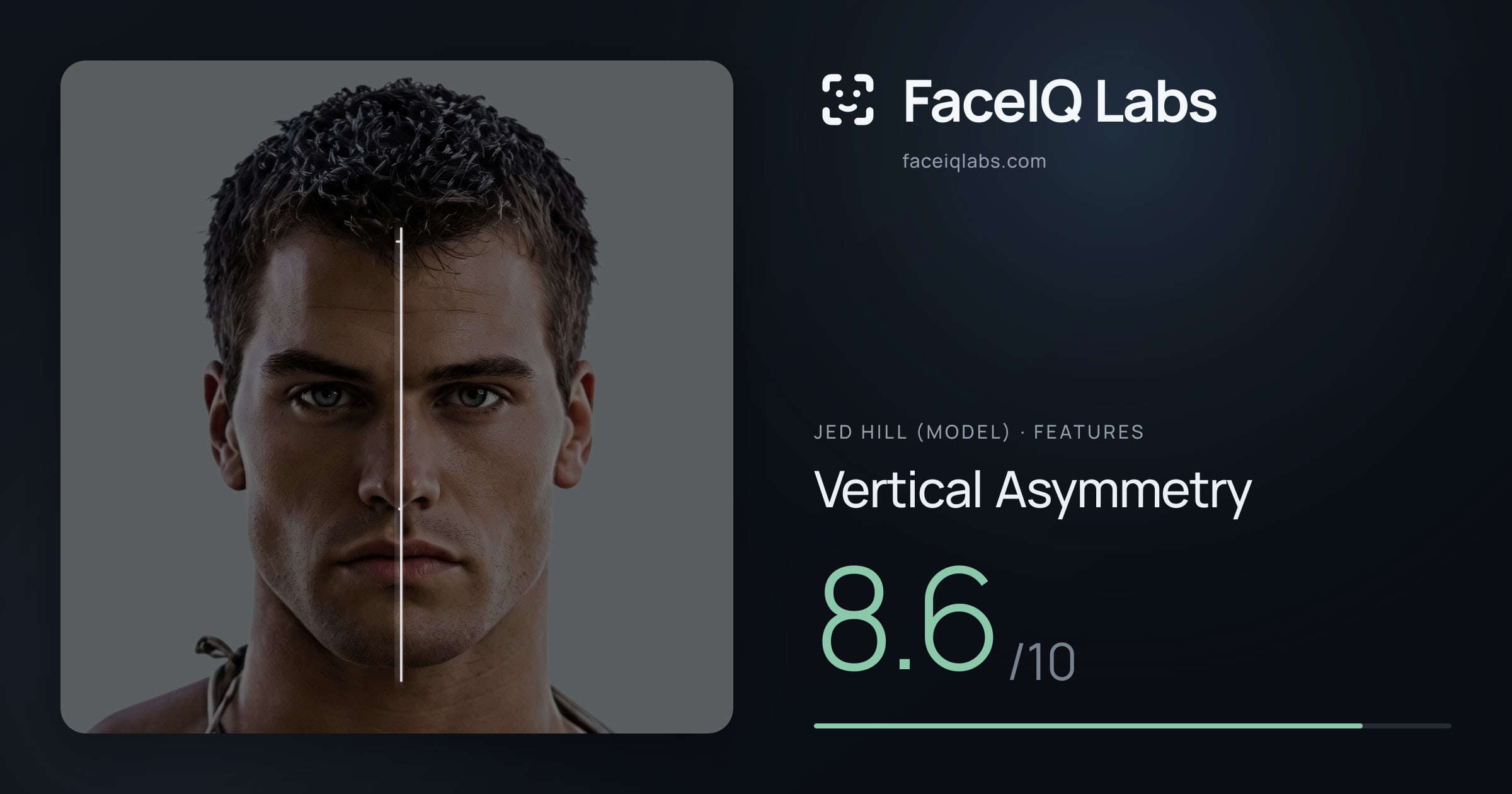 Jed Hill (Model) Vertical Asymmetry: 8.6/10, drawn on the photo