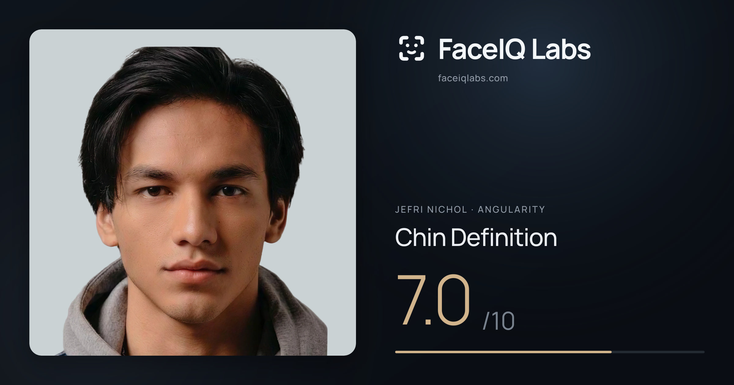 Jefri Nichol Chin Definition: 7.0/10, drawn on the photo