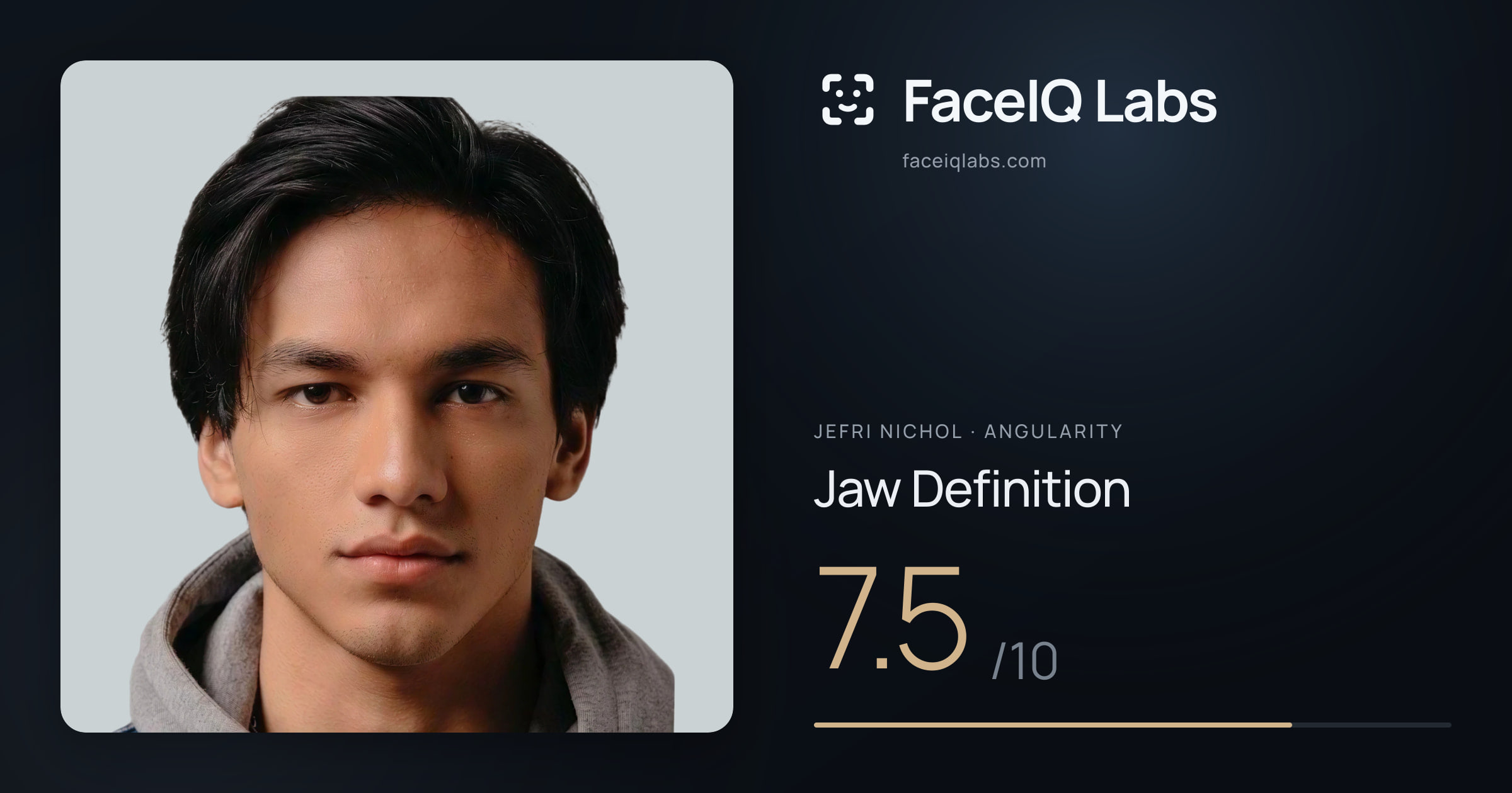 Jefri Nichol Jaw Definition: 7.5/10, drawn on the photo