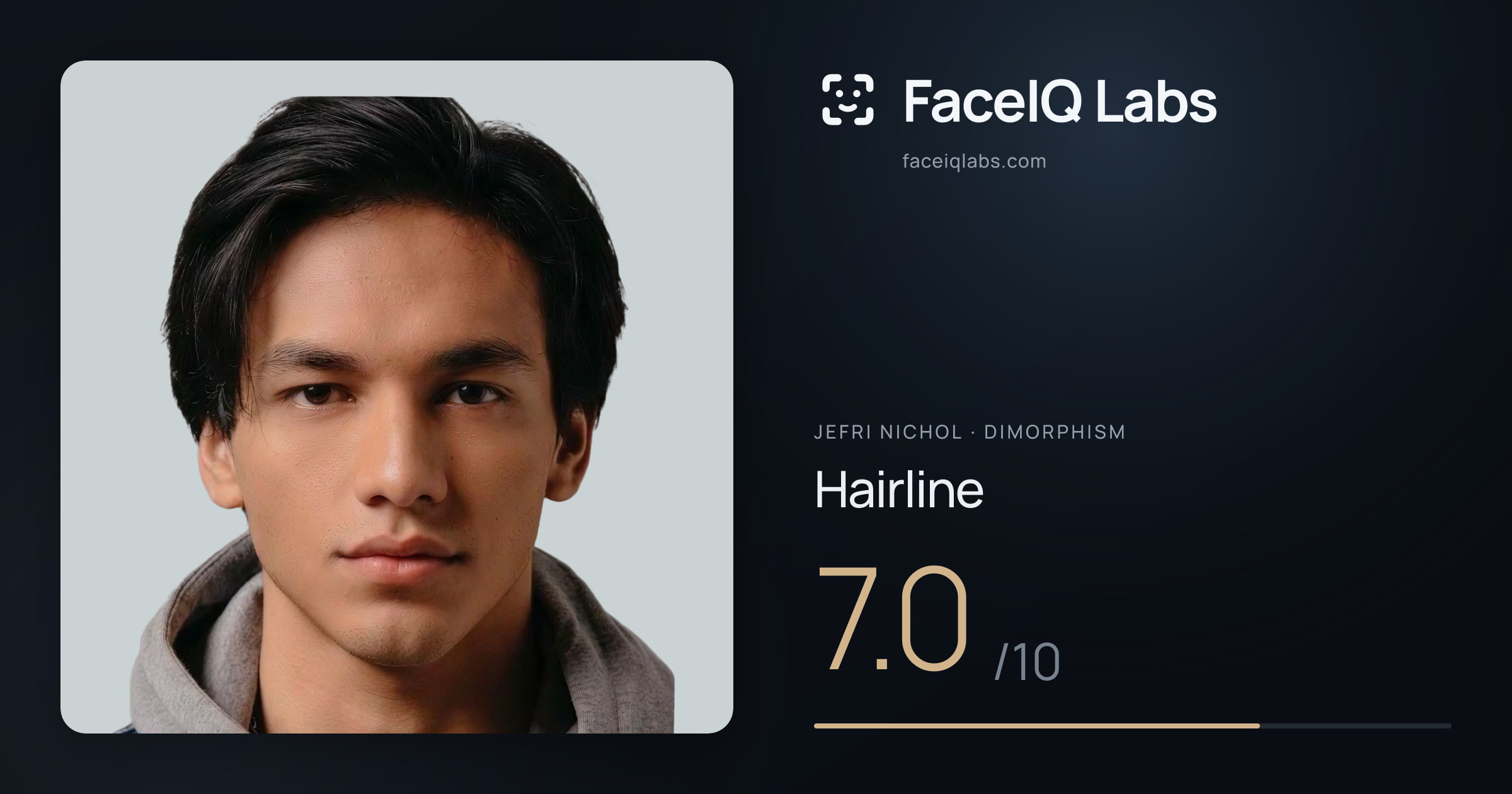 Jefri Nichol Hairline: 7.0/10, drawn on the photo