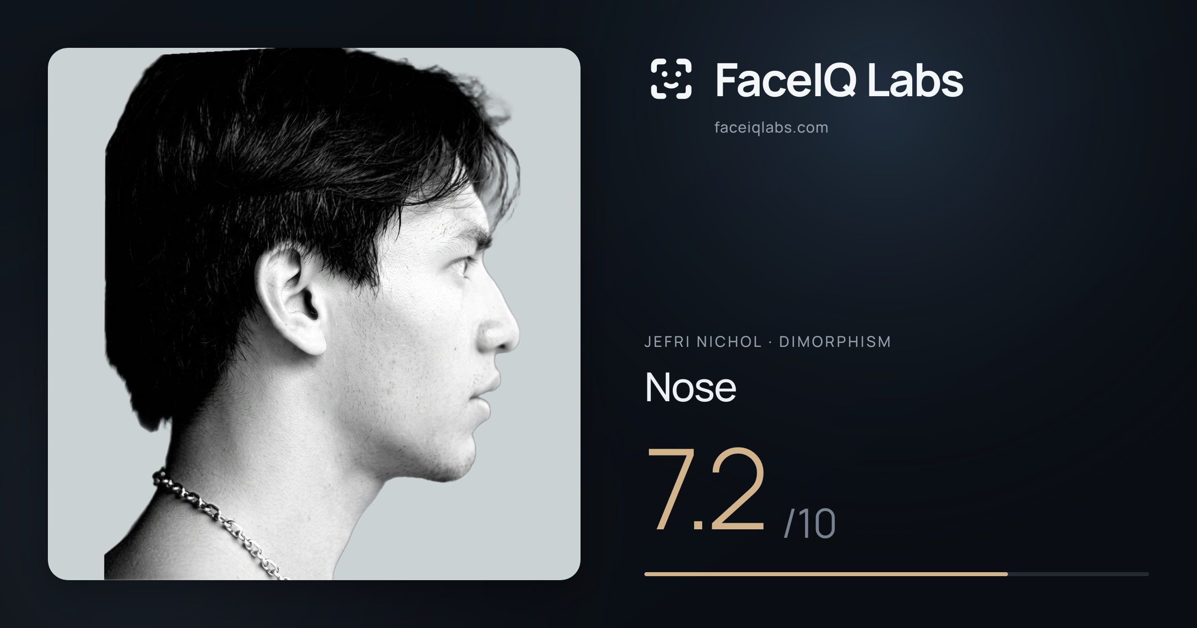 Jefri Nichol Nose: 7.2/10, drawn on the photo