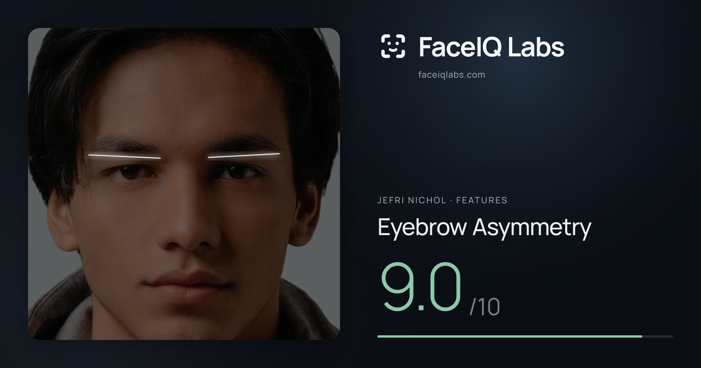 Jefri Nichol Eyebrow Asymmetry: 9.0/10, drawn on the photo
