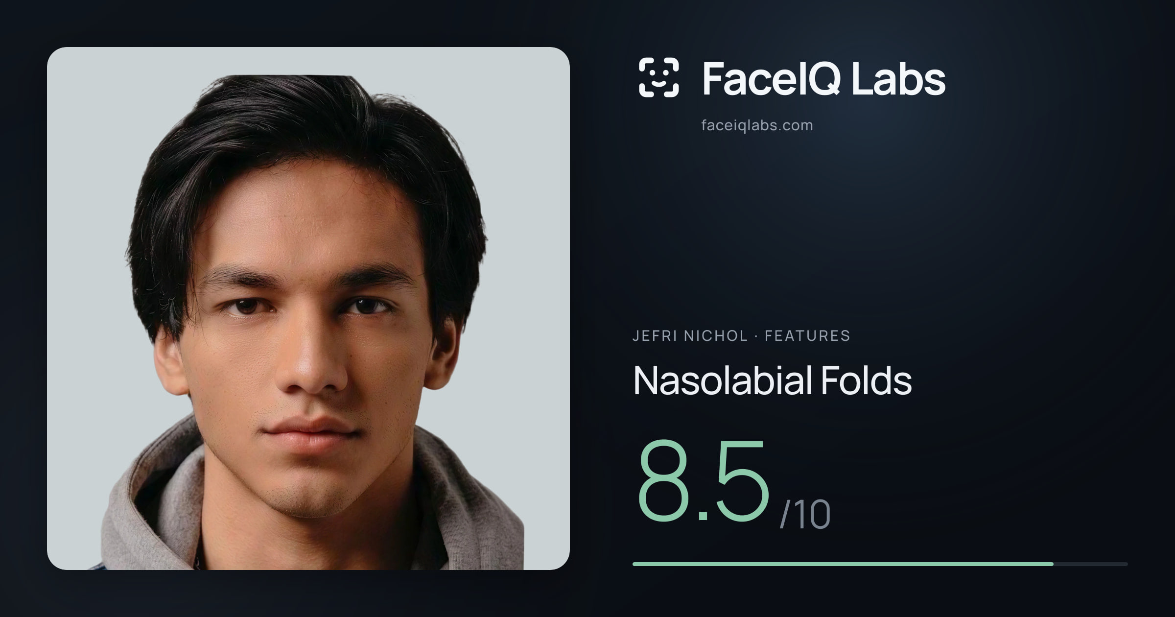 Jefri Nichol Nasolabial Folds: 8.5/10, drawn on the photo
